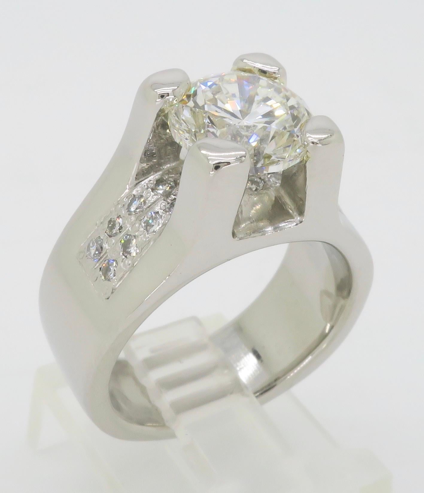 Stunning Custom 3.36CTW Diamond Platinum Ring For Sale 13