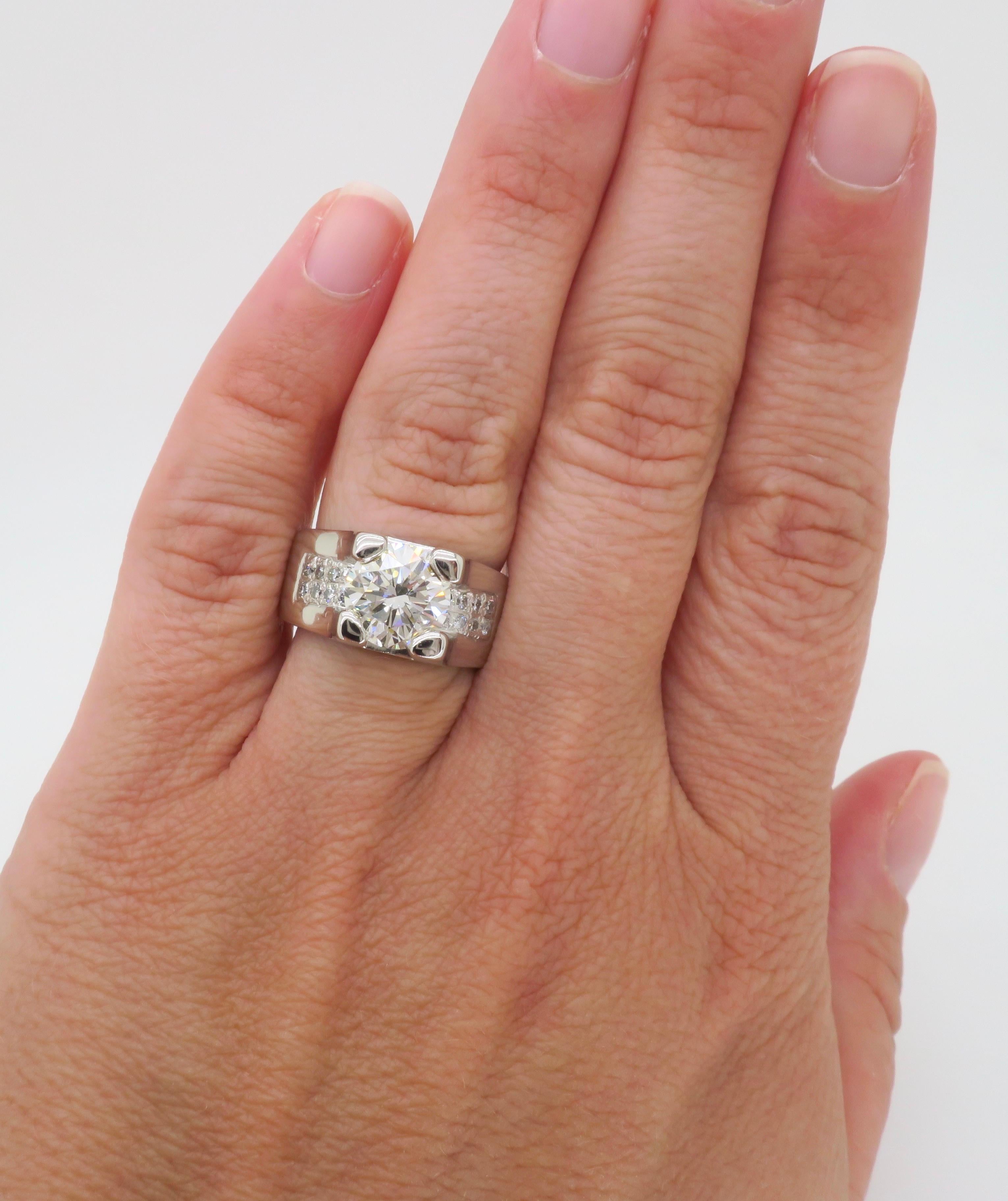 Stunning Custom 3.36CTW Diamond Platinum Ring For Sale 15