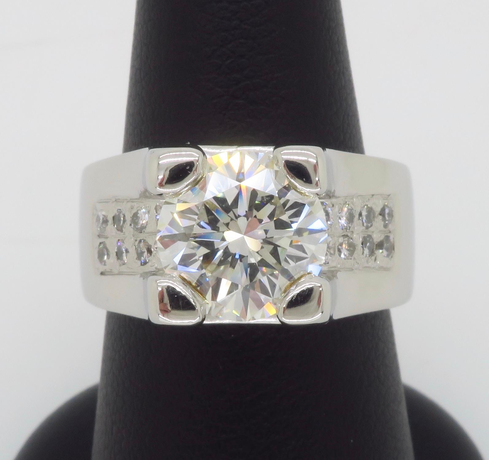 Stunning Custom 3.36CTW Diamond Platinum Ring For Sale 1