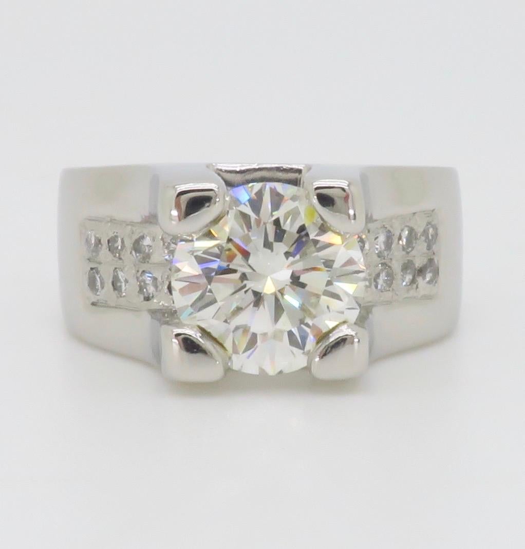 Stunning Custom 3.36CTW Diamond Platinum Ring For Sale 4