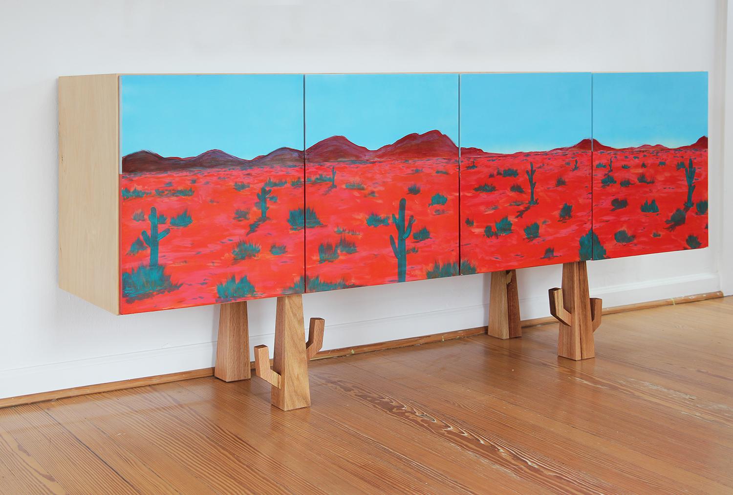 Post-Modern Stunning Custom Contemporary Abstract Modern Sideboard with Nathan Sing Painting