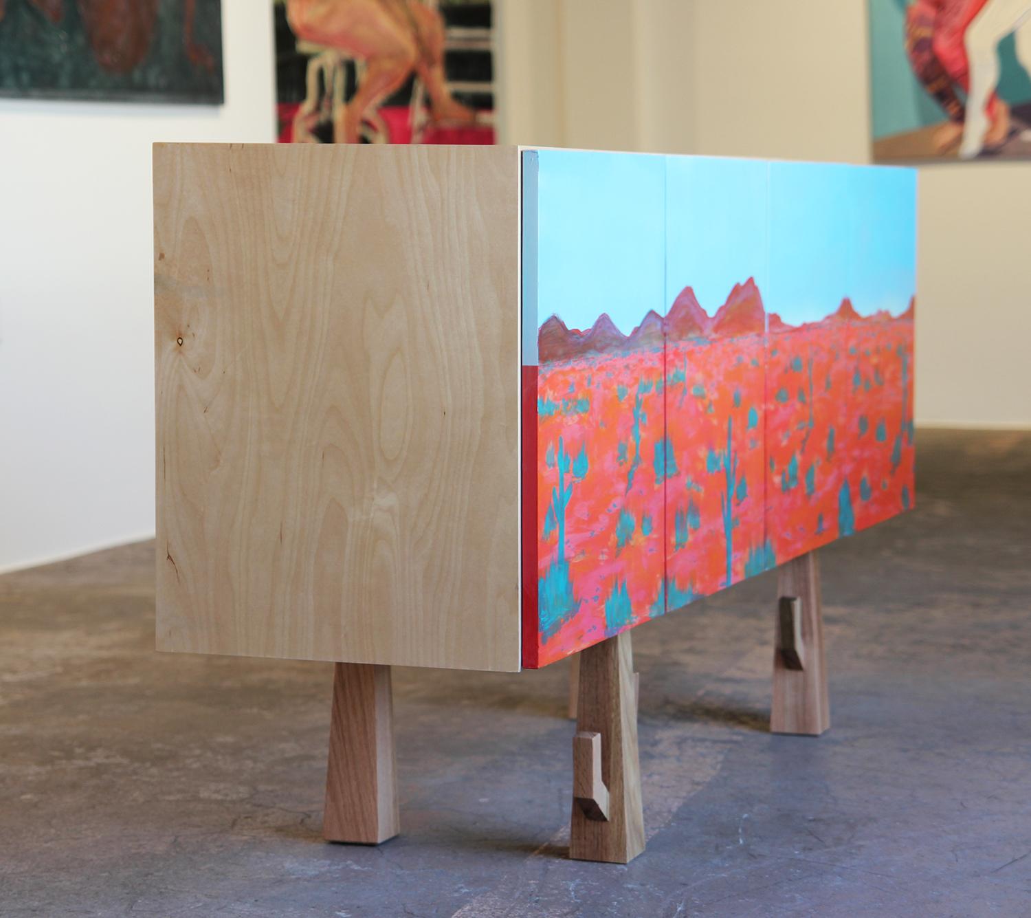 Stunning Custom Contemporary Abstract Modern Sideboard with Nathan Sing Painting 1