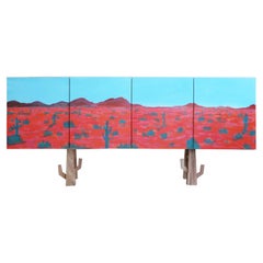 Stunning Custom Contemporary Abstract Modern Sideboard with Nathan Sing Painting