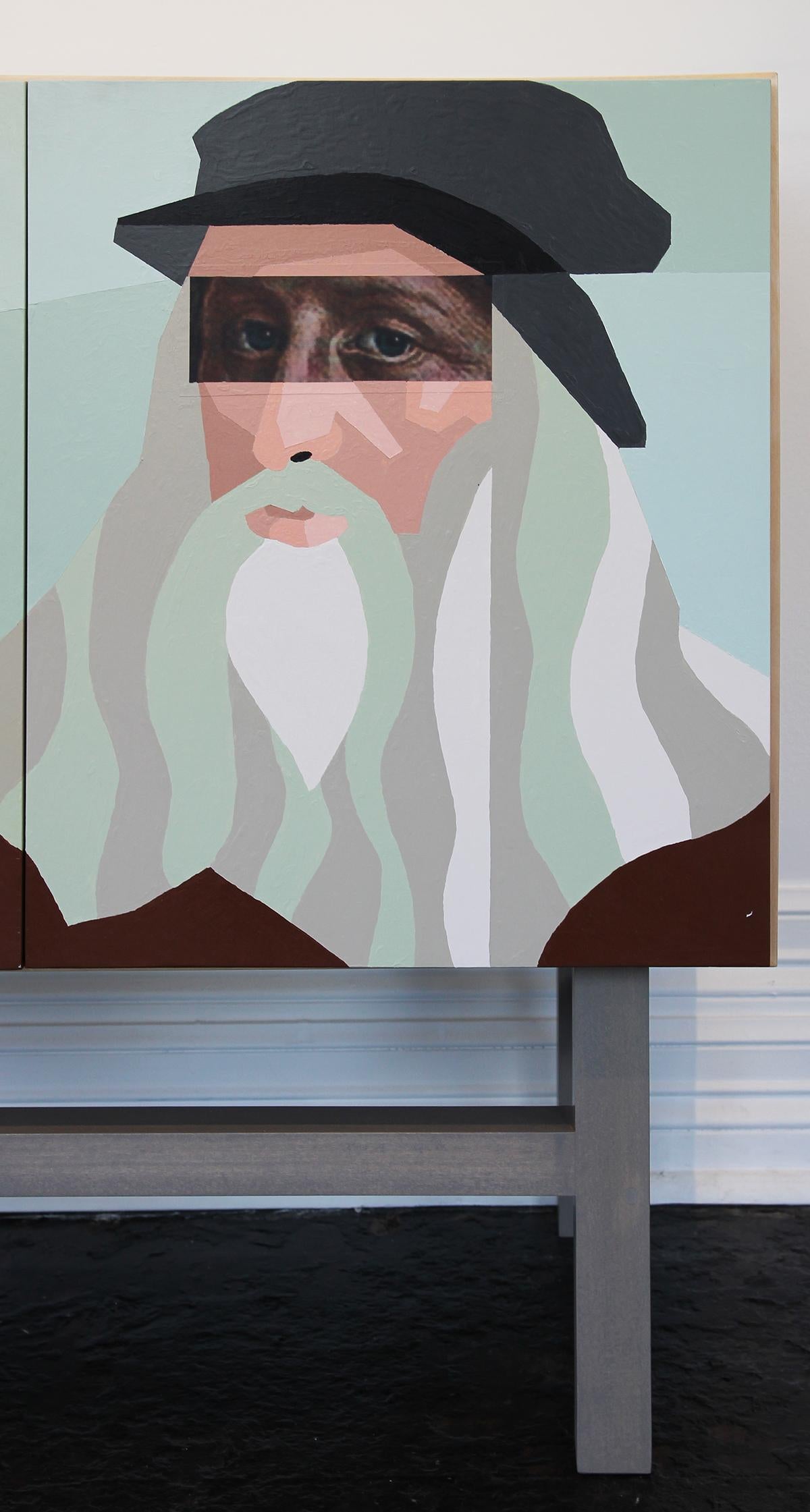Atemberaubendes zeitgenössisches modernes Sideboard mit Frank Trocino-Gemälde im Angebot 6