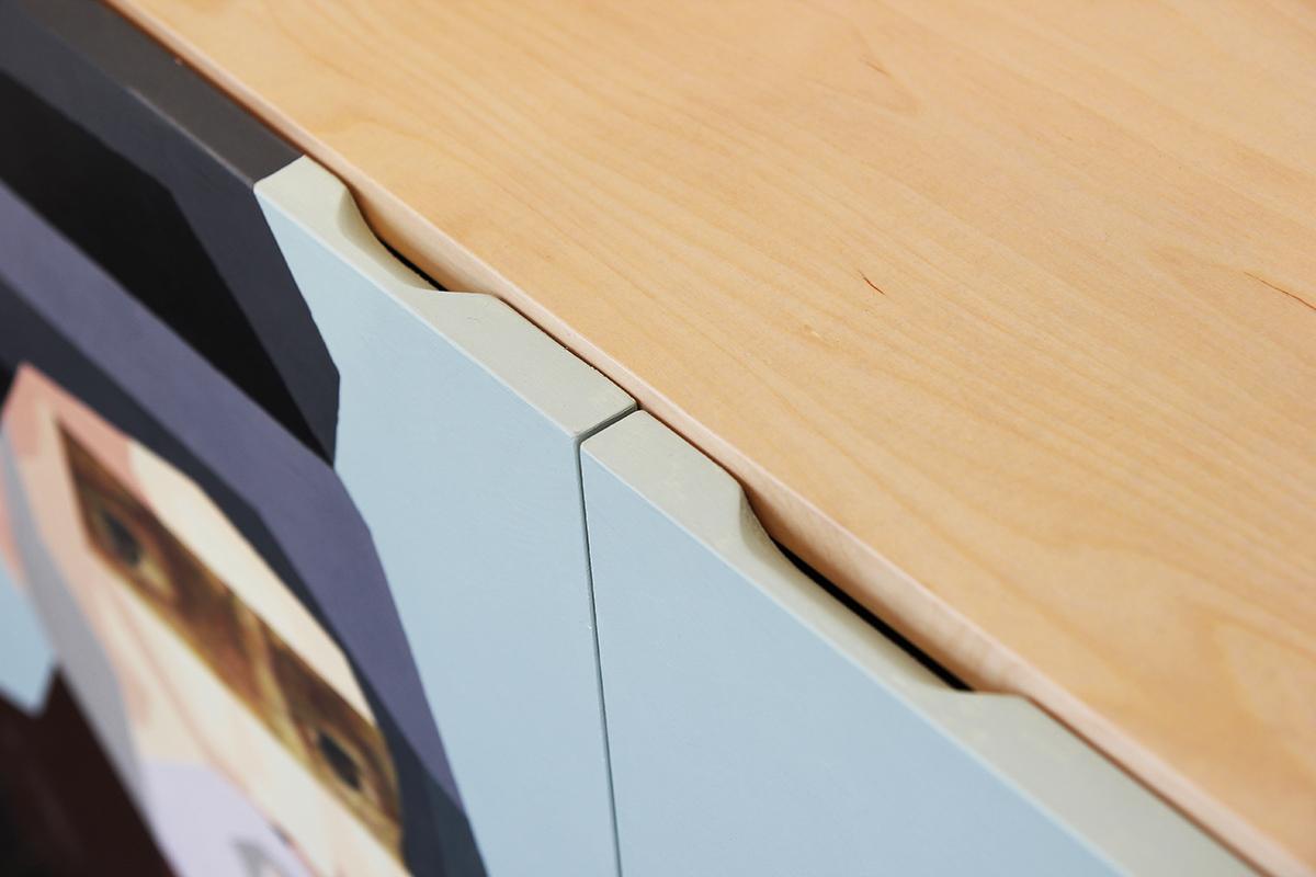 Atemberaubendes zeitgenössisches modernes Sideboard mit Frank Trocino-Gemälde im Angebot 1
