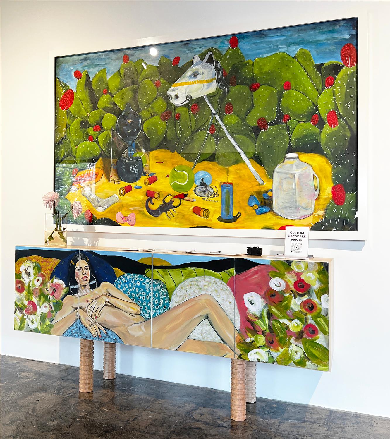 Stunning Custom Contemporary Modern Sideboard with Gustav Klimt Style Painting For Sale 9