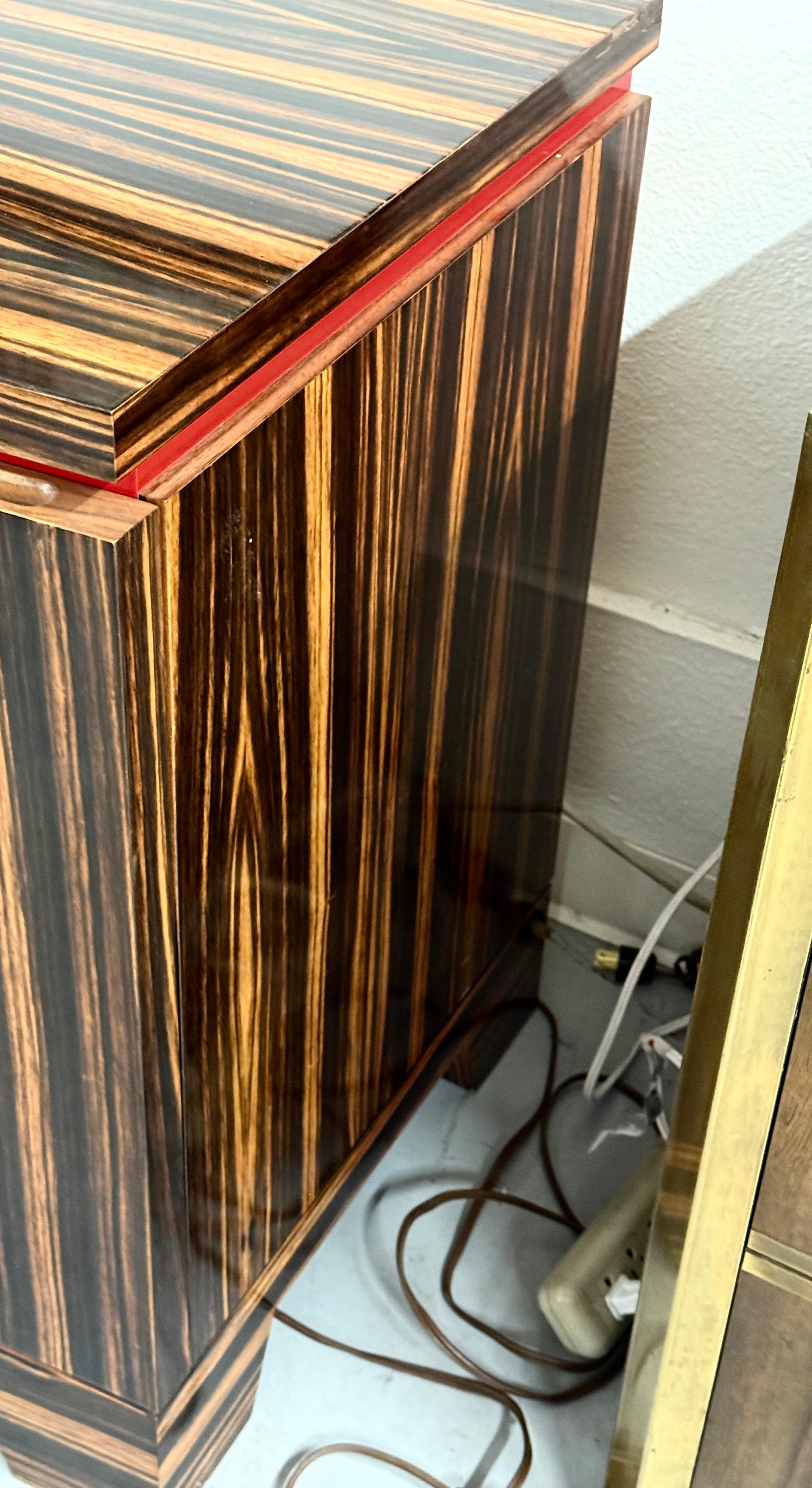Wood Stunning Custom Macassar Ebony Small Server Sideboard For Sale