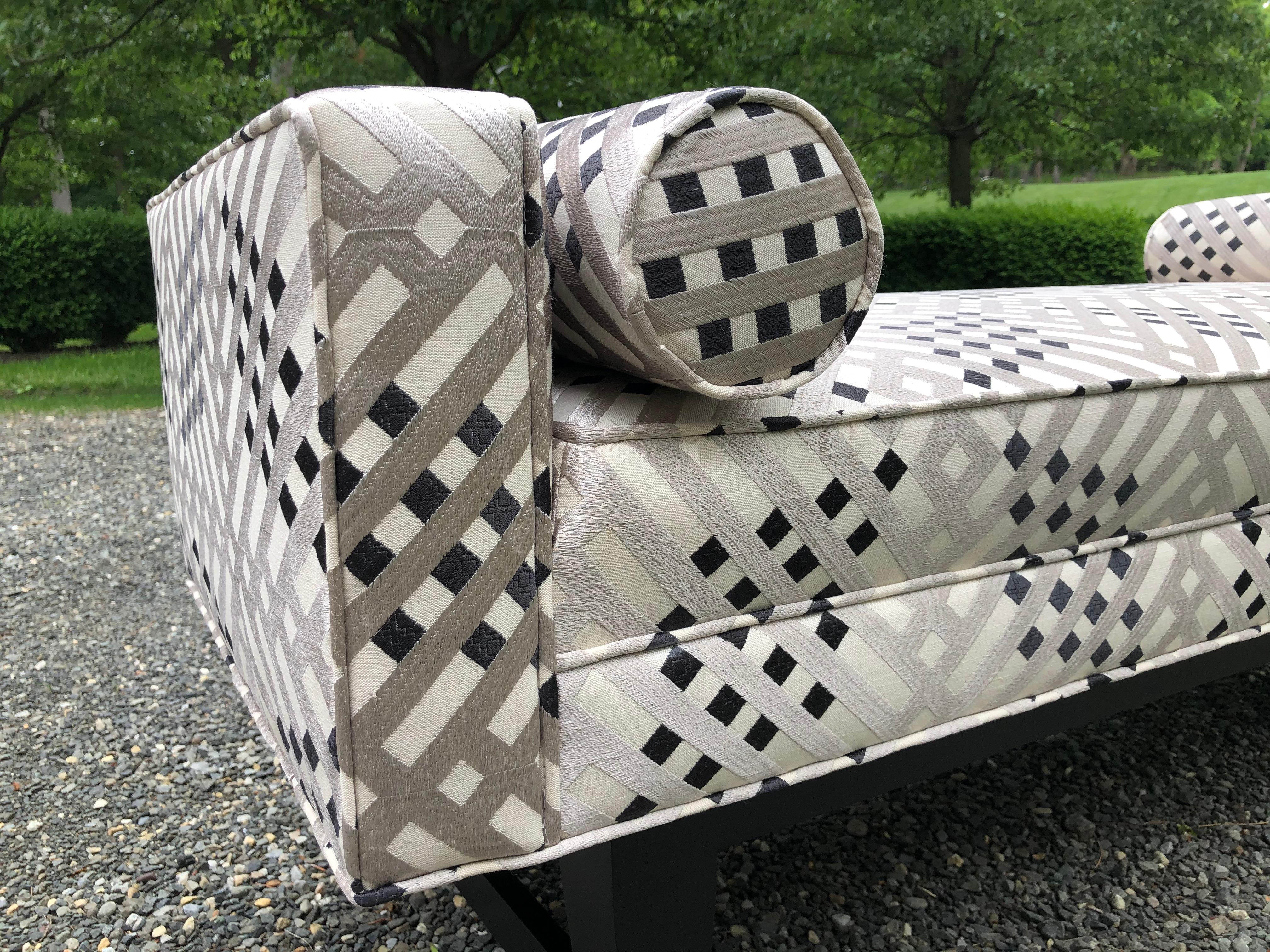 Modern Stunning Custom Upholstered Settee Bench in Colefax and Fowler