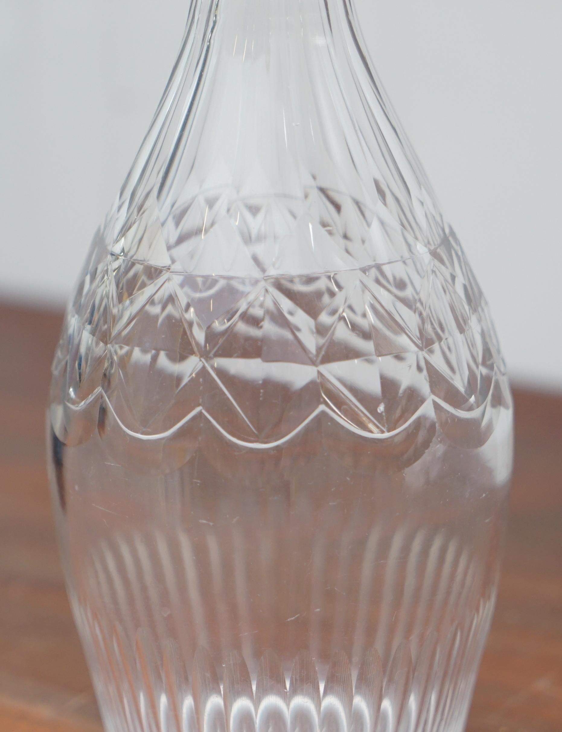 Mid-Century Modern Stunning Cut Glass Crystal Decanter Handmade and Blown with Heart Stopper