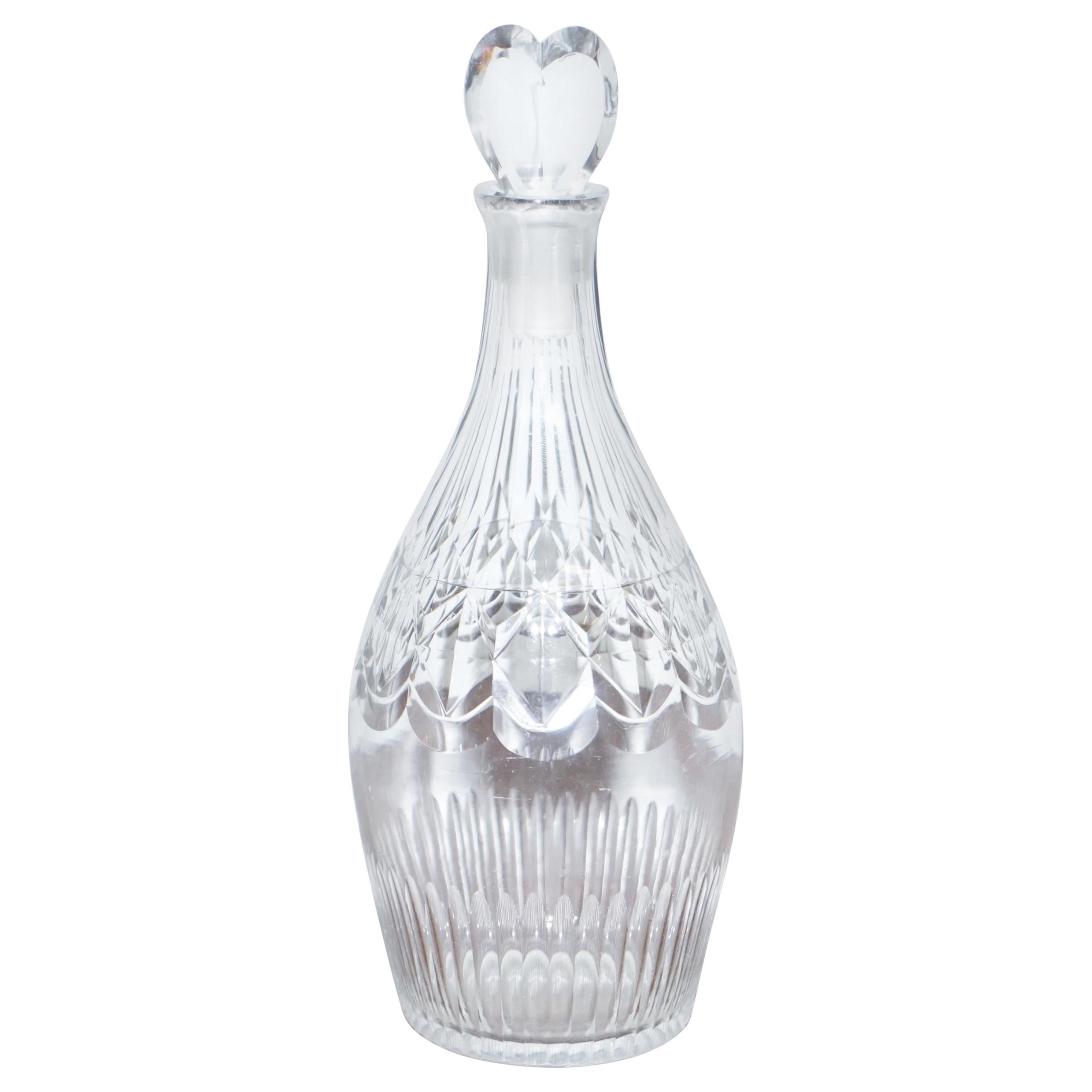 Stunning Cut Glass Crystal Decanter Handmade and Blown with Heart Stopper