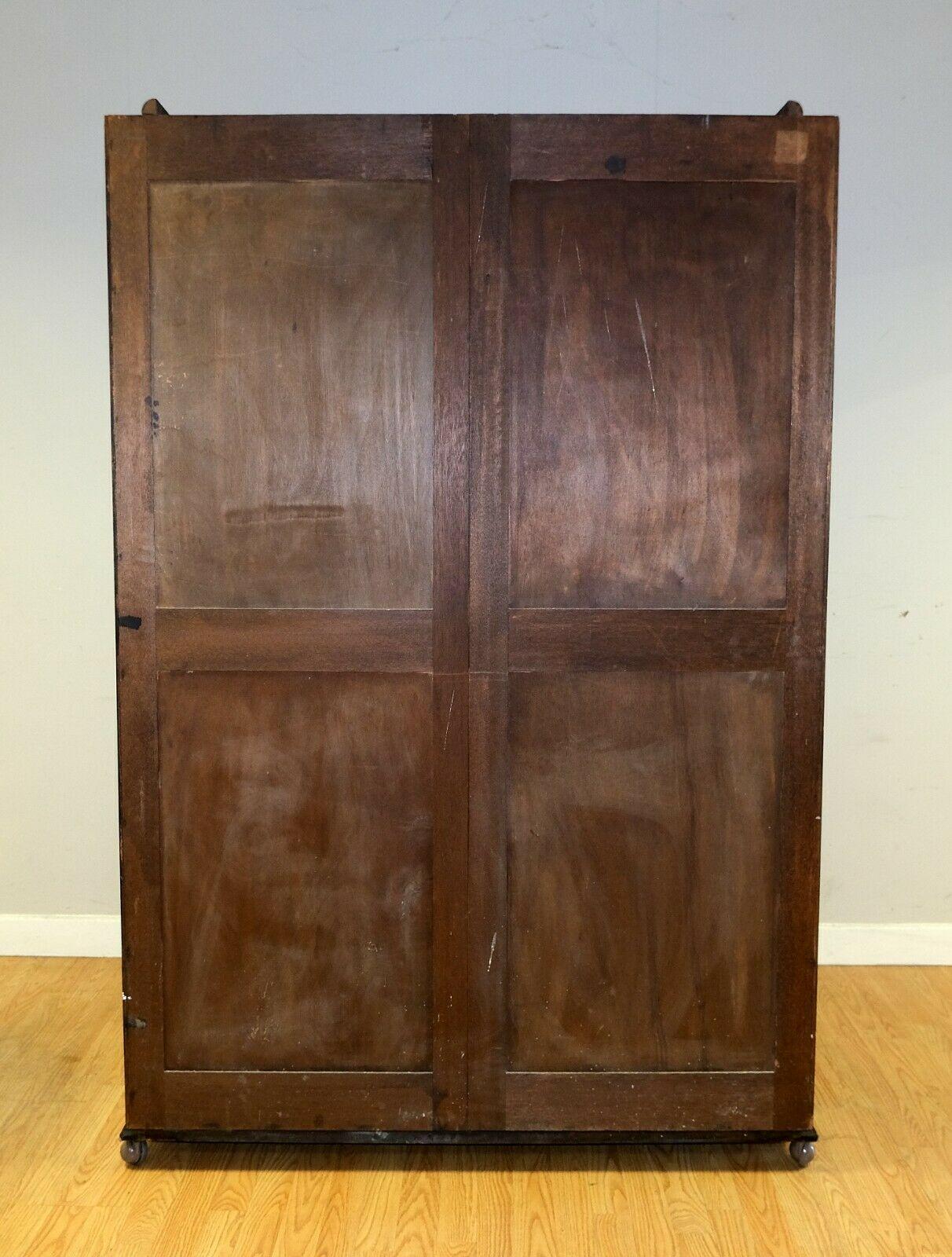 20th Century Stunning C.W.S Art Deco Walnut Brown Double Wardrobe on Wheels Part of a Set For Sale