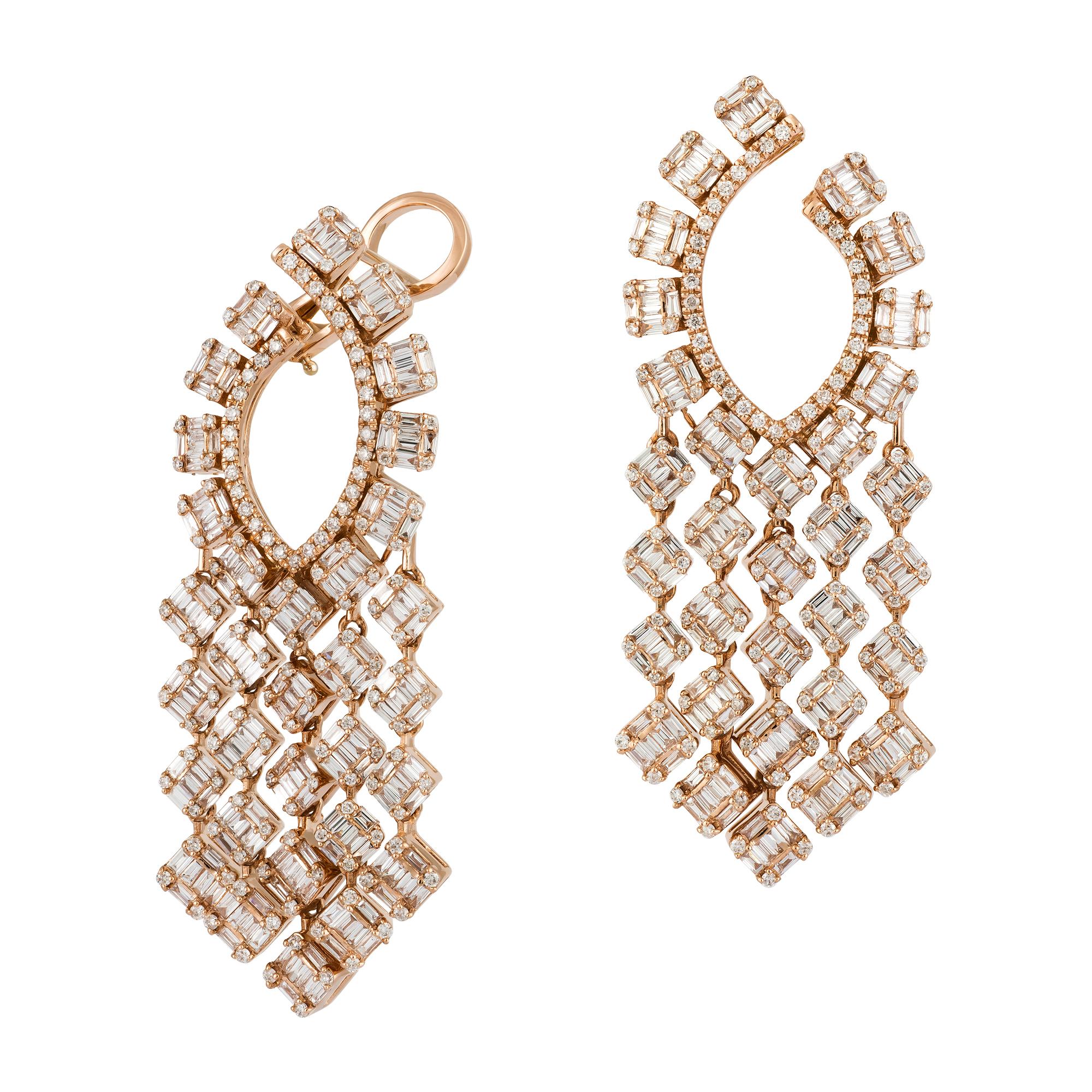Atemberaubende baumelnden Weißgold 18K Ohrringe Diamant für Sie (Moderne) im Angebot