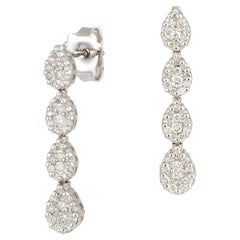 Stunning Dangle White Gold 18K Earrings Diamond For Her