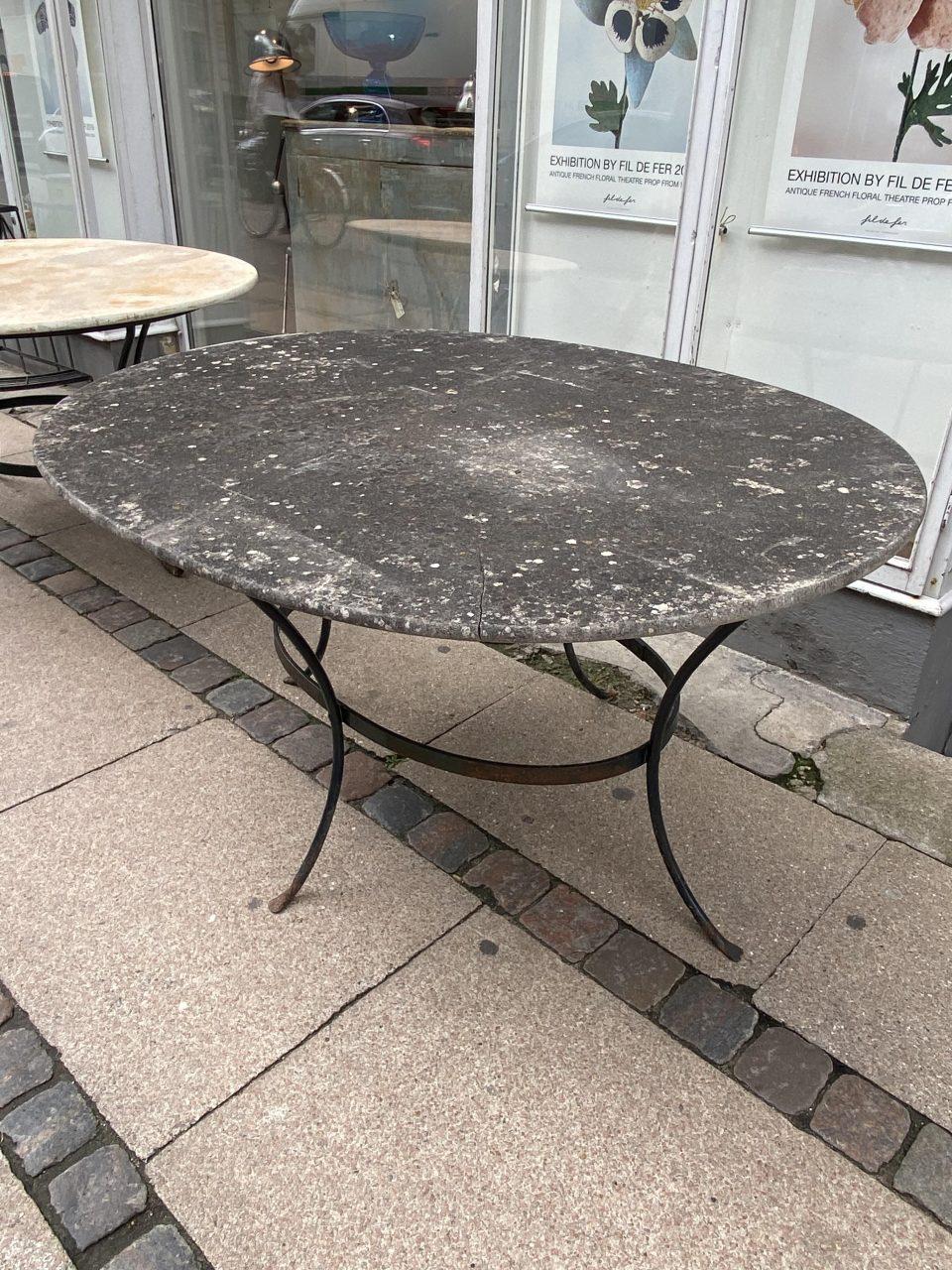 Stunning Dark Marble Top Iron Framed Table for 6-France 1900  In Good Condition In Copenhagen K, DK