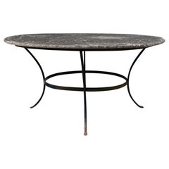 Stunning Dark Marble Top Iron Framed Table for 6-France 1900
