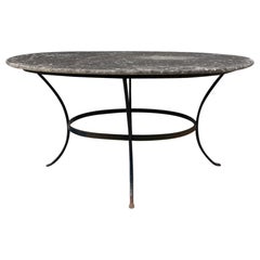 Stunning Dark Marble Top Iron Framed Table for 6-France 1900 