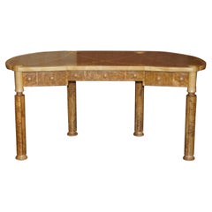 Stunning David Linley Burr & Burl Walnut & Satin Wood Kidney Desk Writing Table