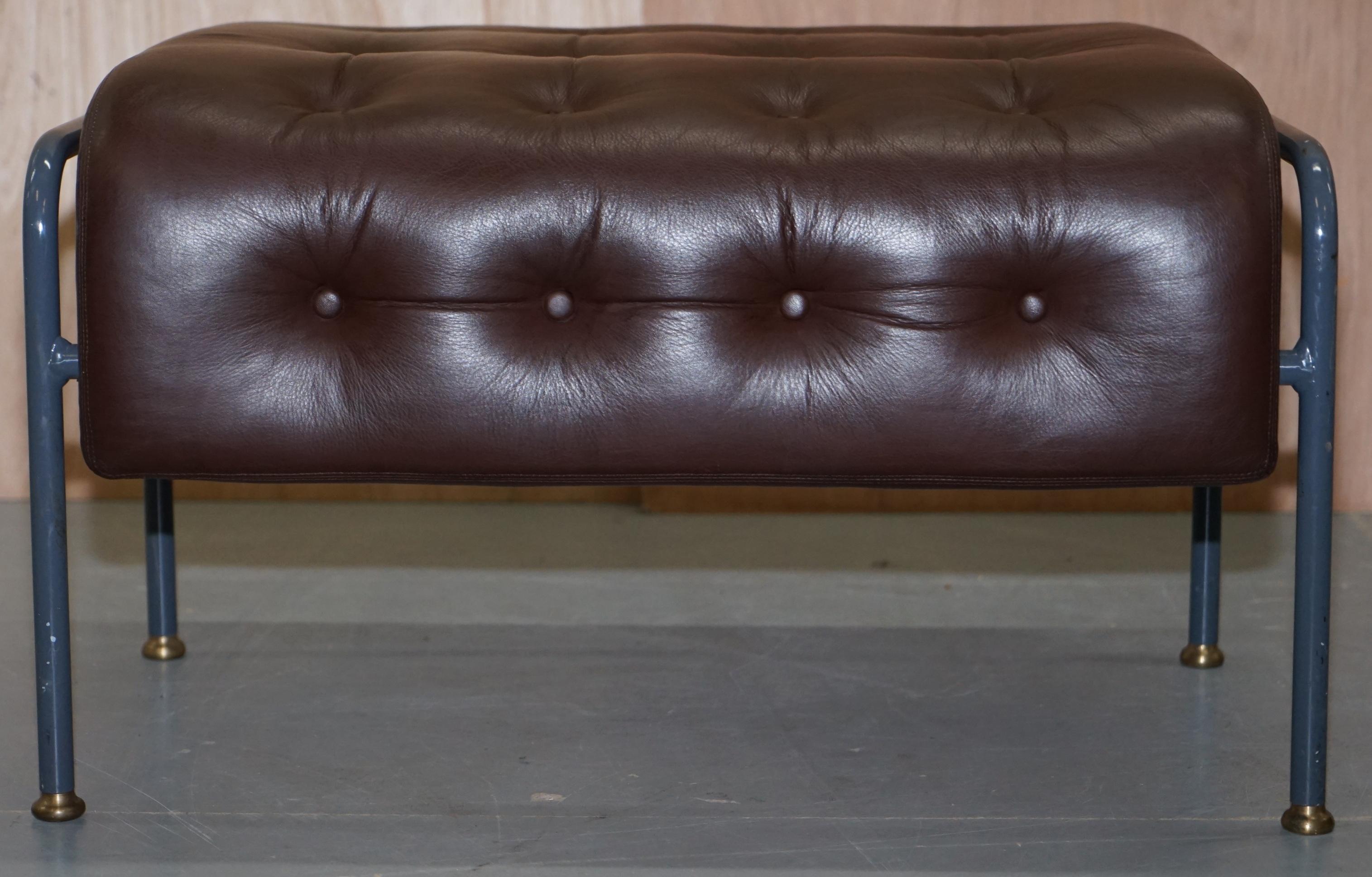 Stunning David Linley St Moritz Lounge Armchair & Ottoman Italian Brown Leather 10