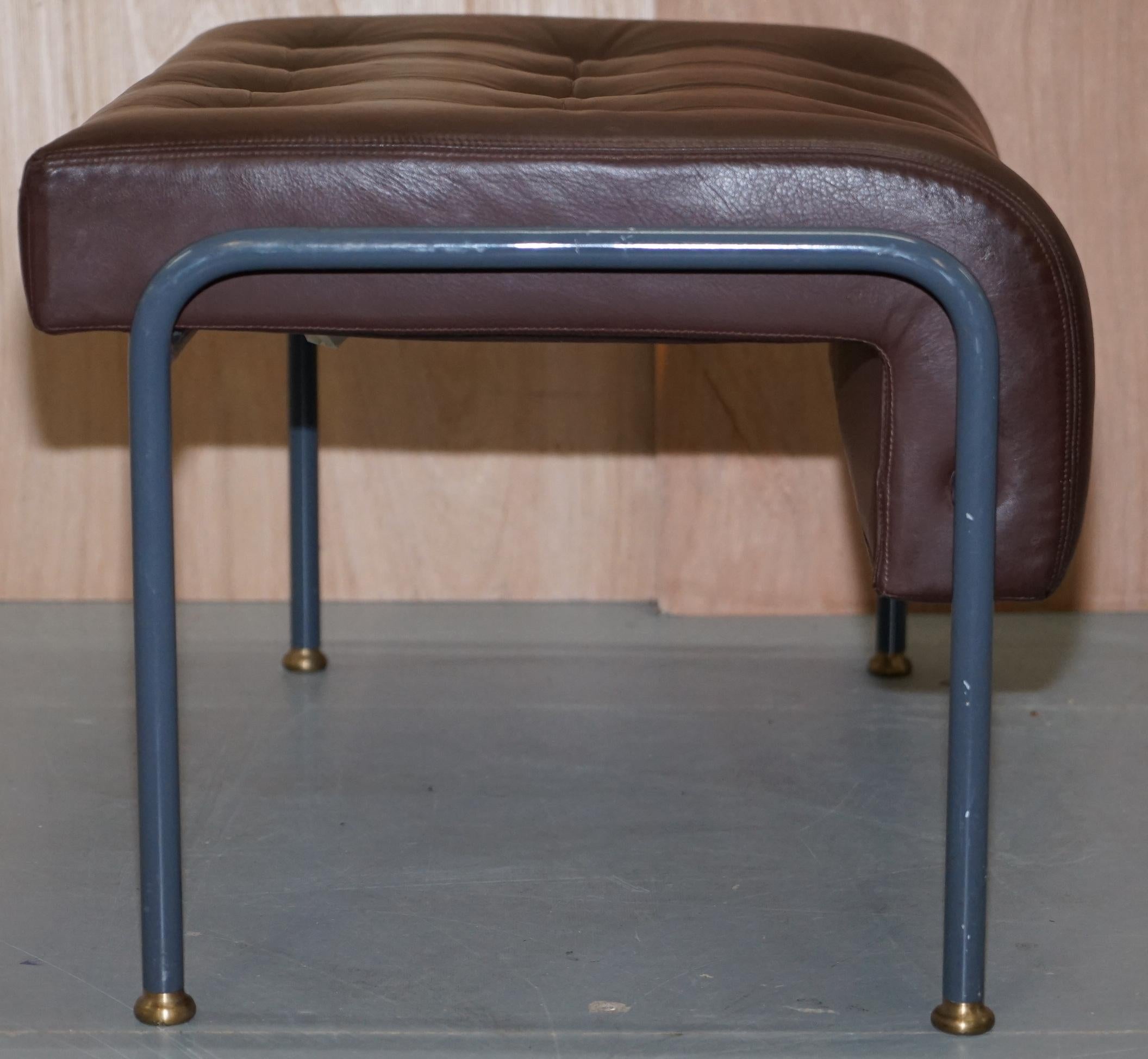 Stunning David Linley St Moritz Lounge Armchair & Ottoman Italian Brown Leather 11