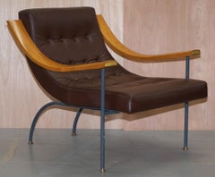 Stunning David Linley St Moritz Lounge Armchair & Ottoman Italian Brown Leather