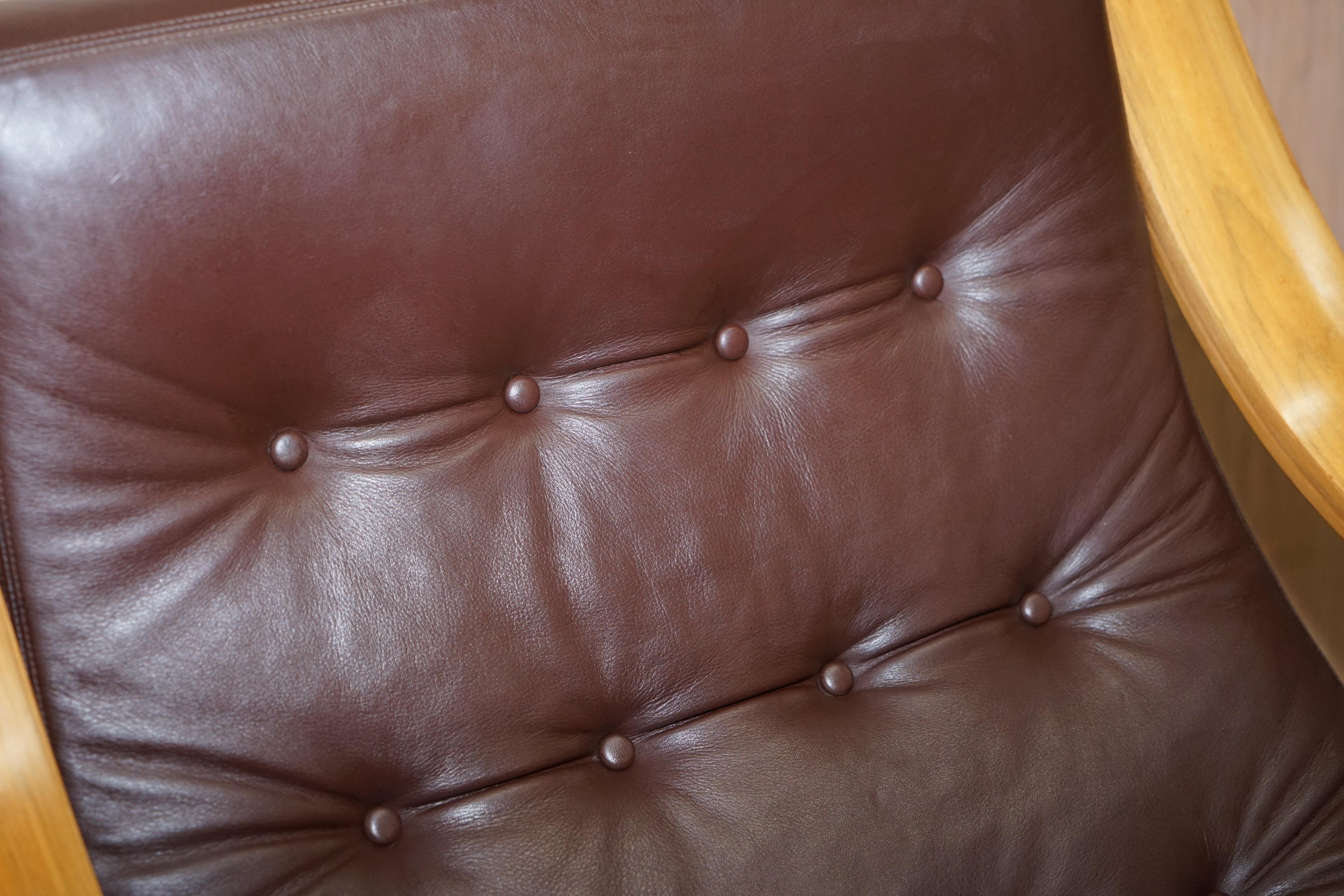 20th Century Stunning David Linley St Moritz Lounge Armchair & Ottoman Italian Brown Leather