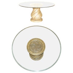 Impresionante Mesa Decorativa de Centro de Comedor con Base de Pedestal de Barro Decorativa