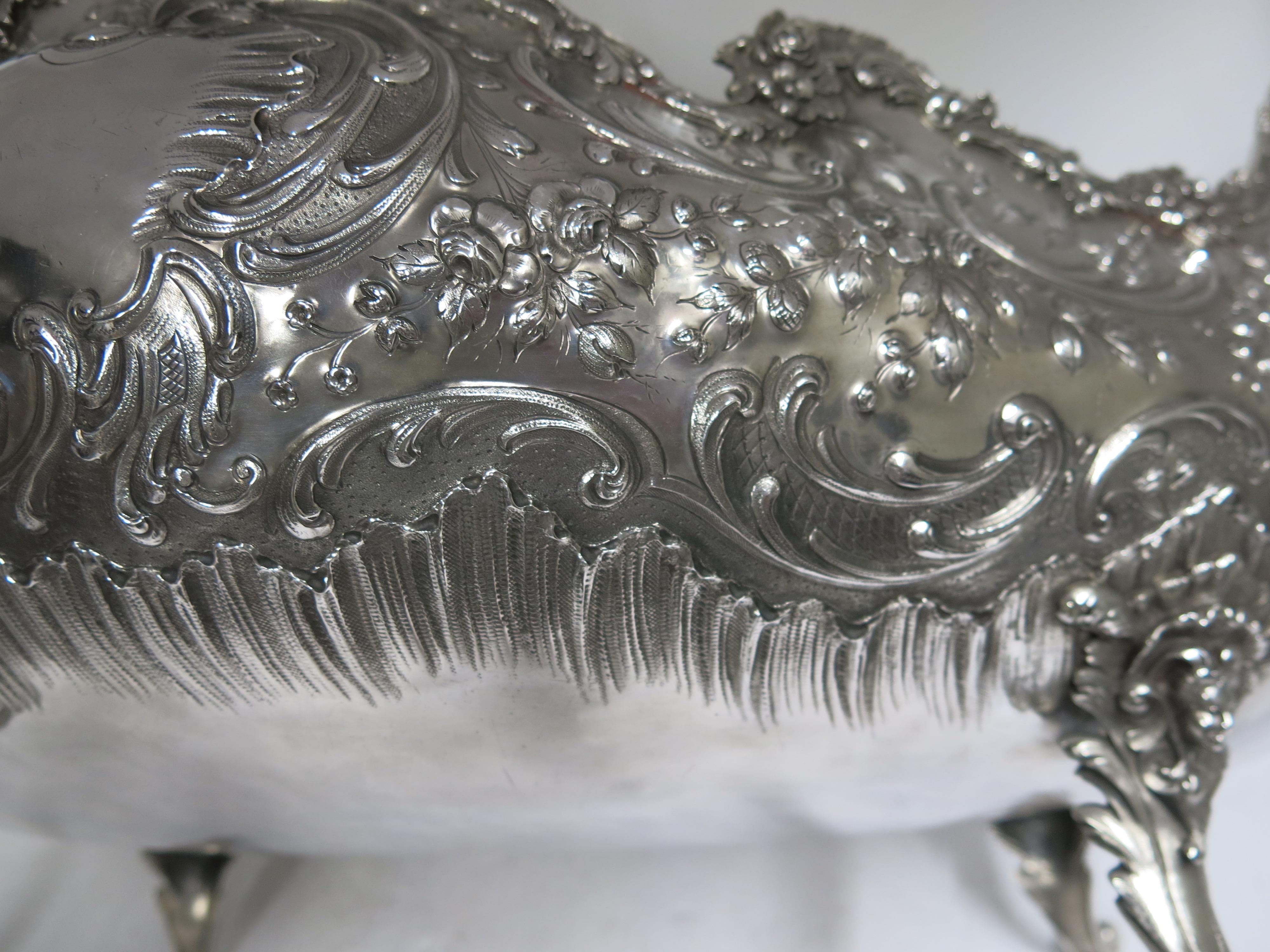 Stunning and Decorative, Large Oval Sterling Silver Antique French Centerpiece 11