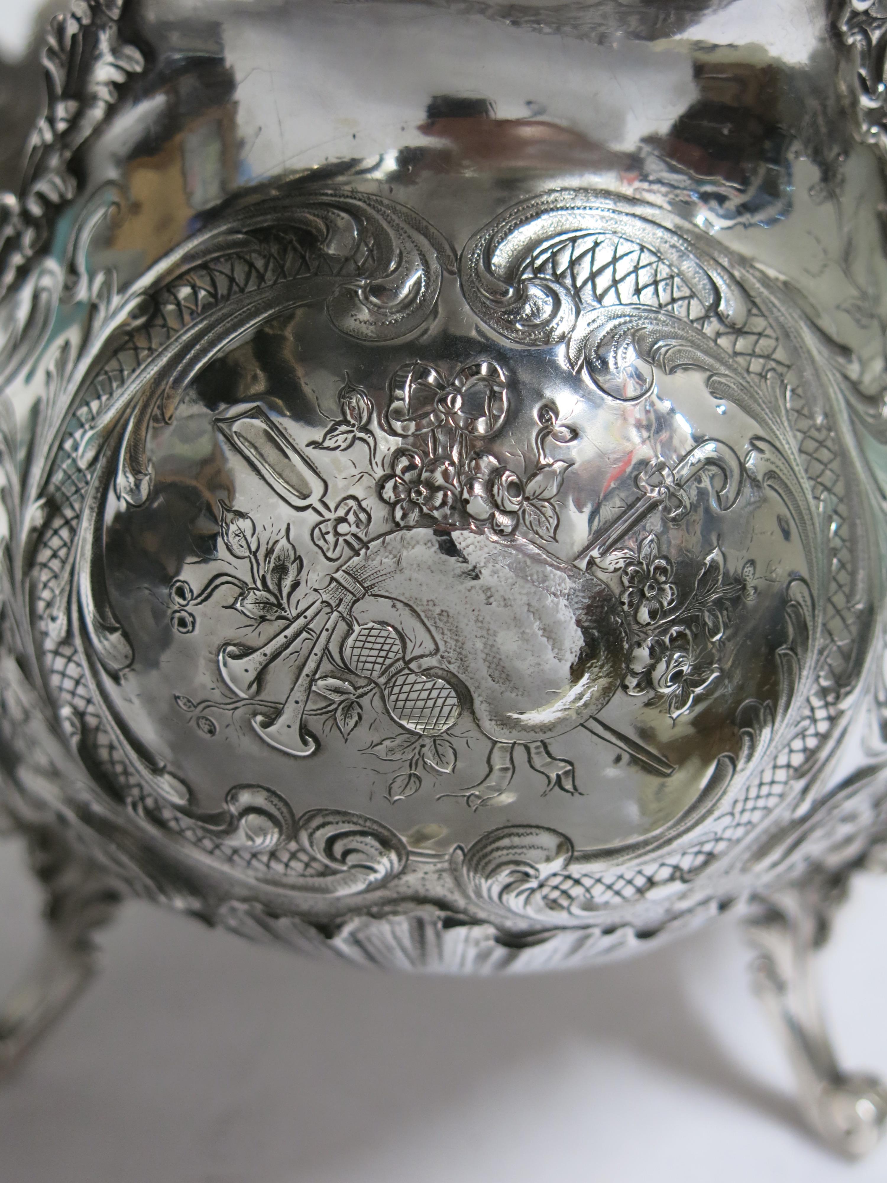 Stunning and Decorative, Large Oval Sterling Silver Antique French Centerpiece 12