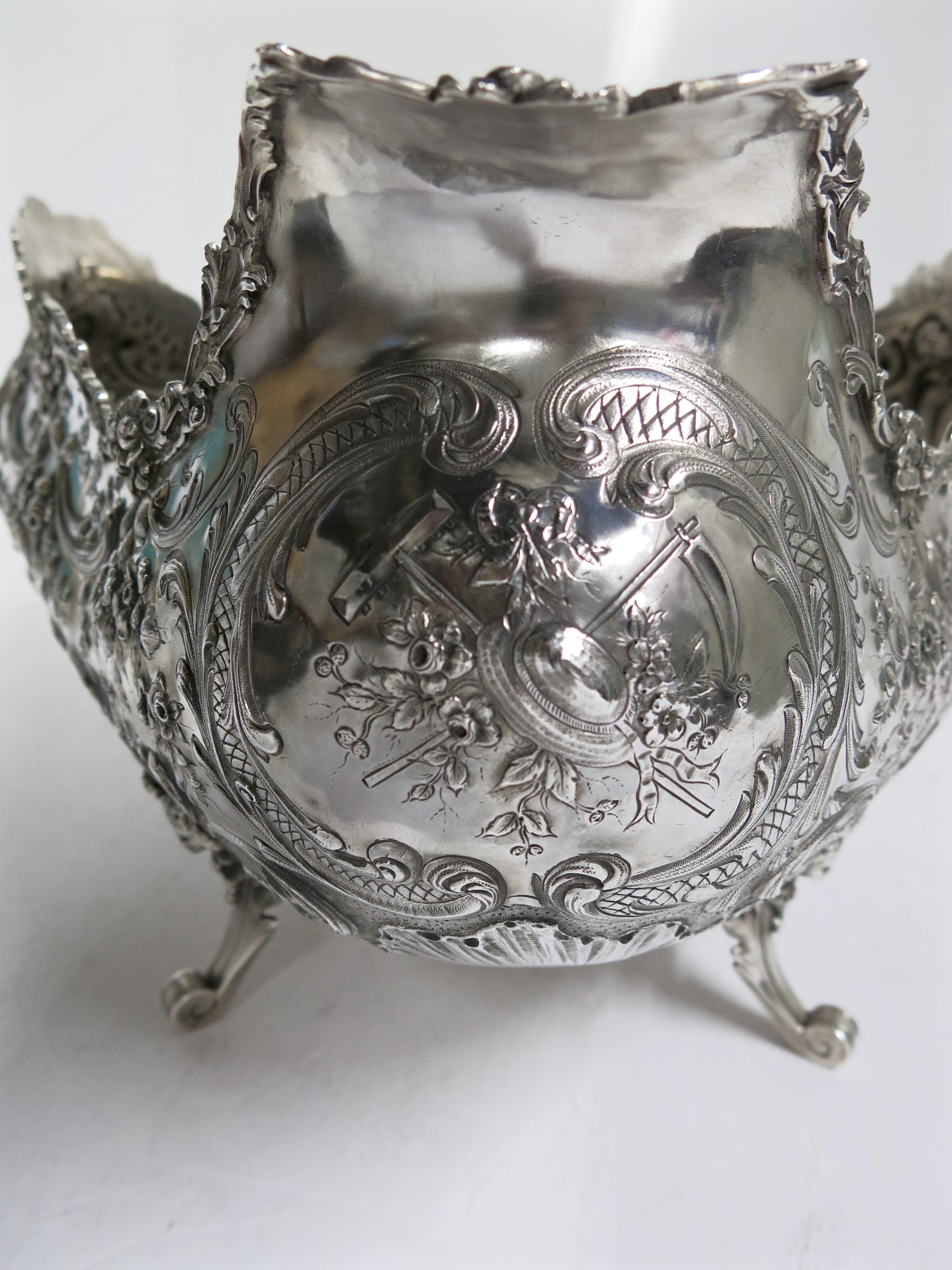 19th Century Stunning and Decorative, Large Oval Sterling Silver Antique French Centerpiece