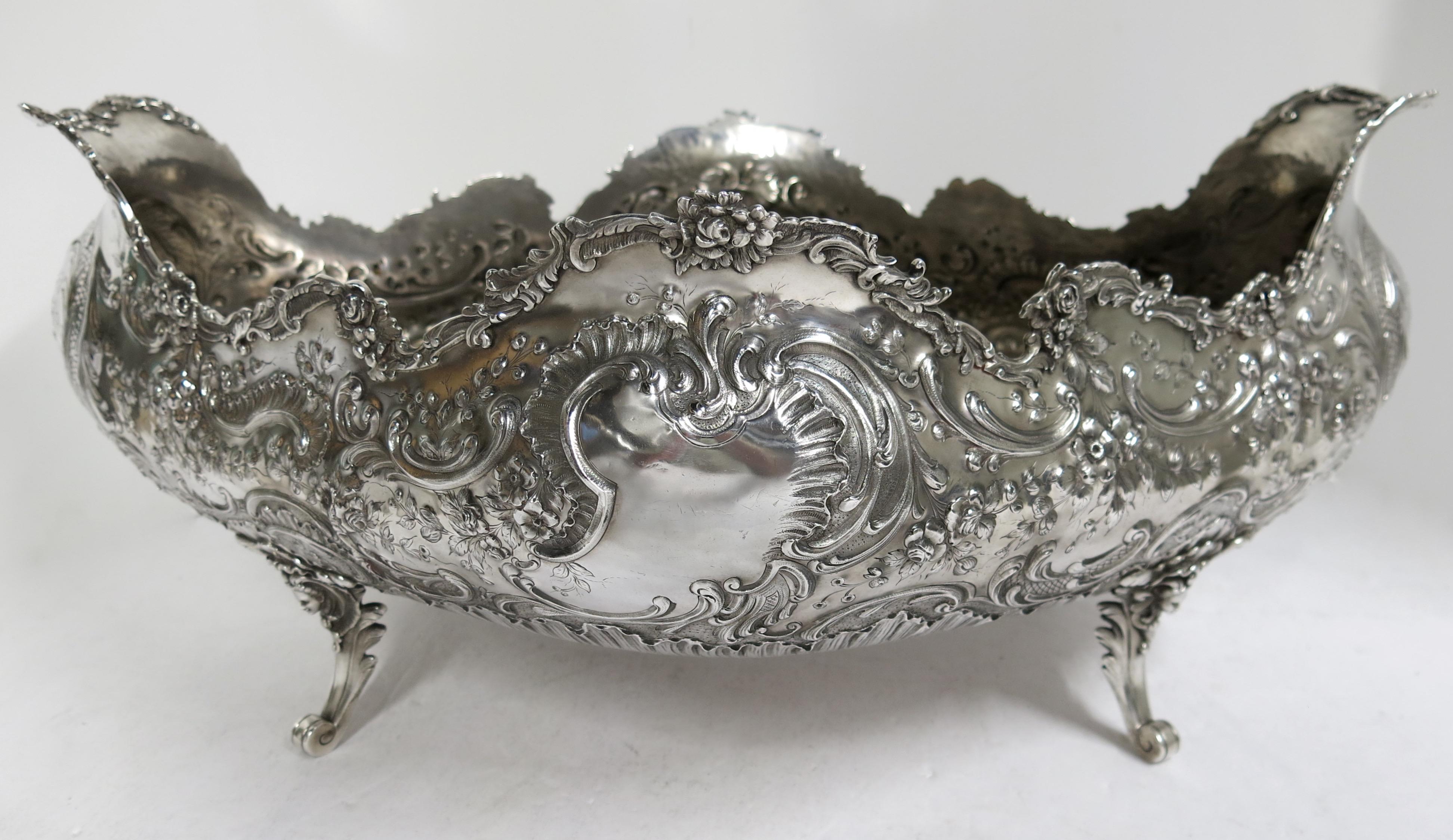 Stunning and Decorative, Large Oval Sterling Silver Antique French Centerpiece 1