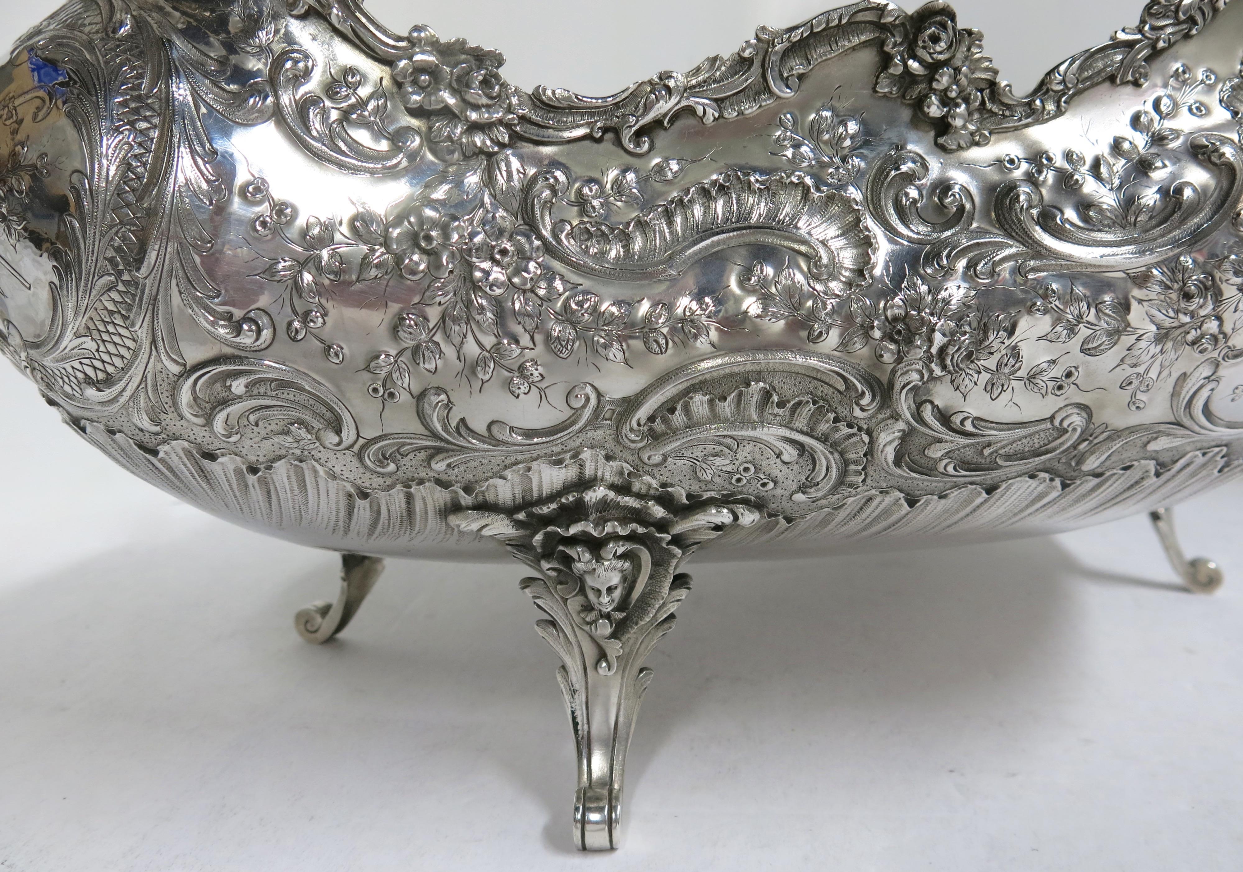 Stunning and Decorative, Large Oval Sterling Silver Antique French Centerpiece 2