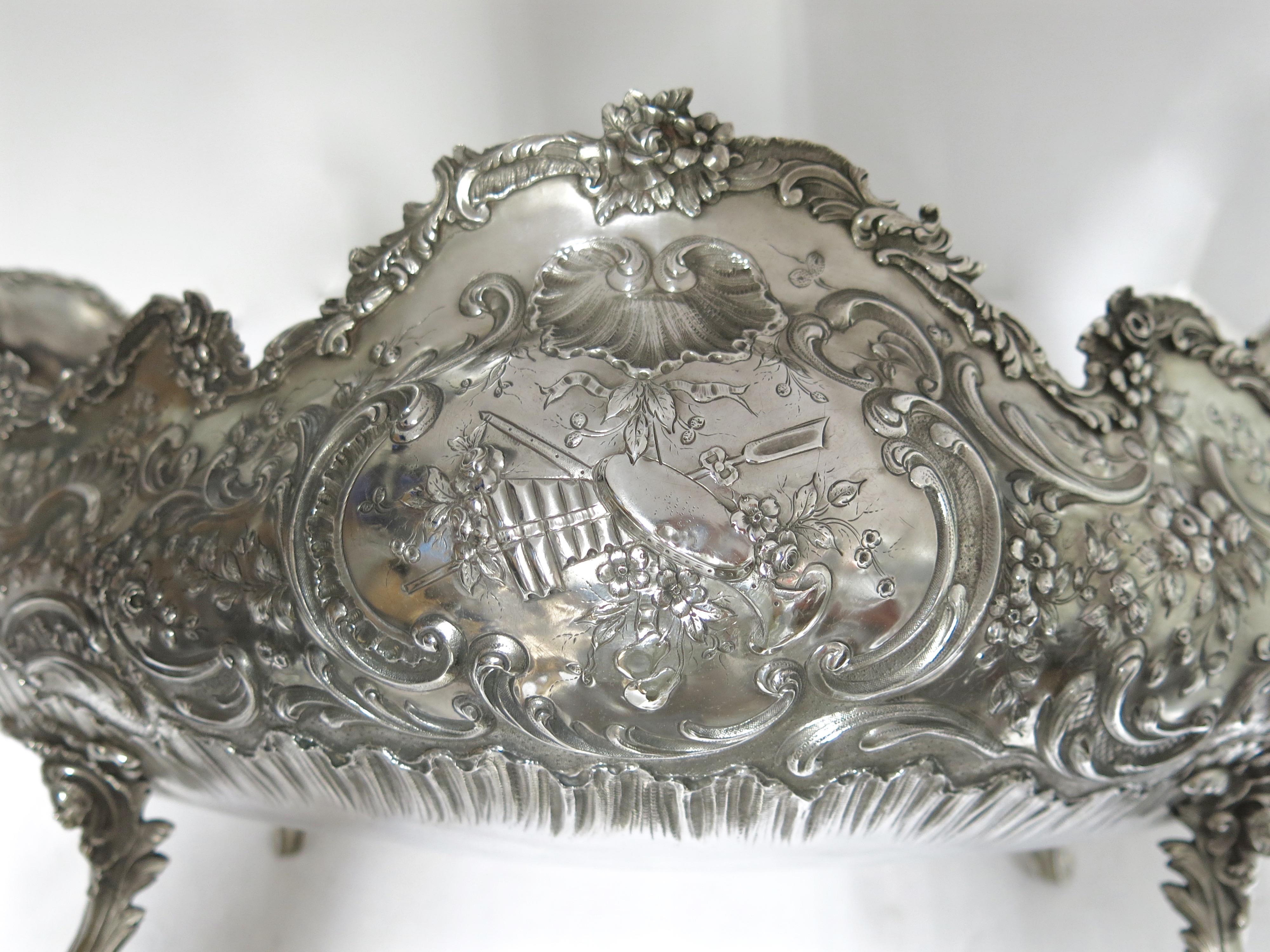 Stunning and Decorative, Large Oval Sterling Silver Antique French Centerpiece 4