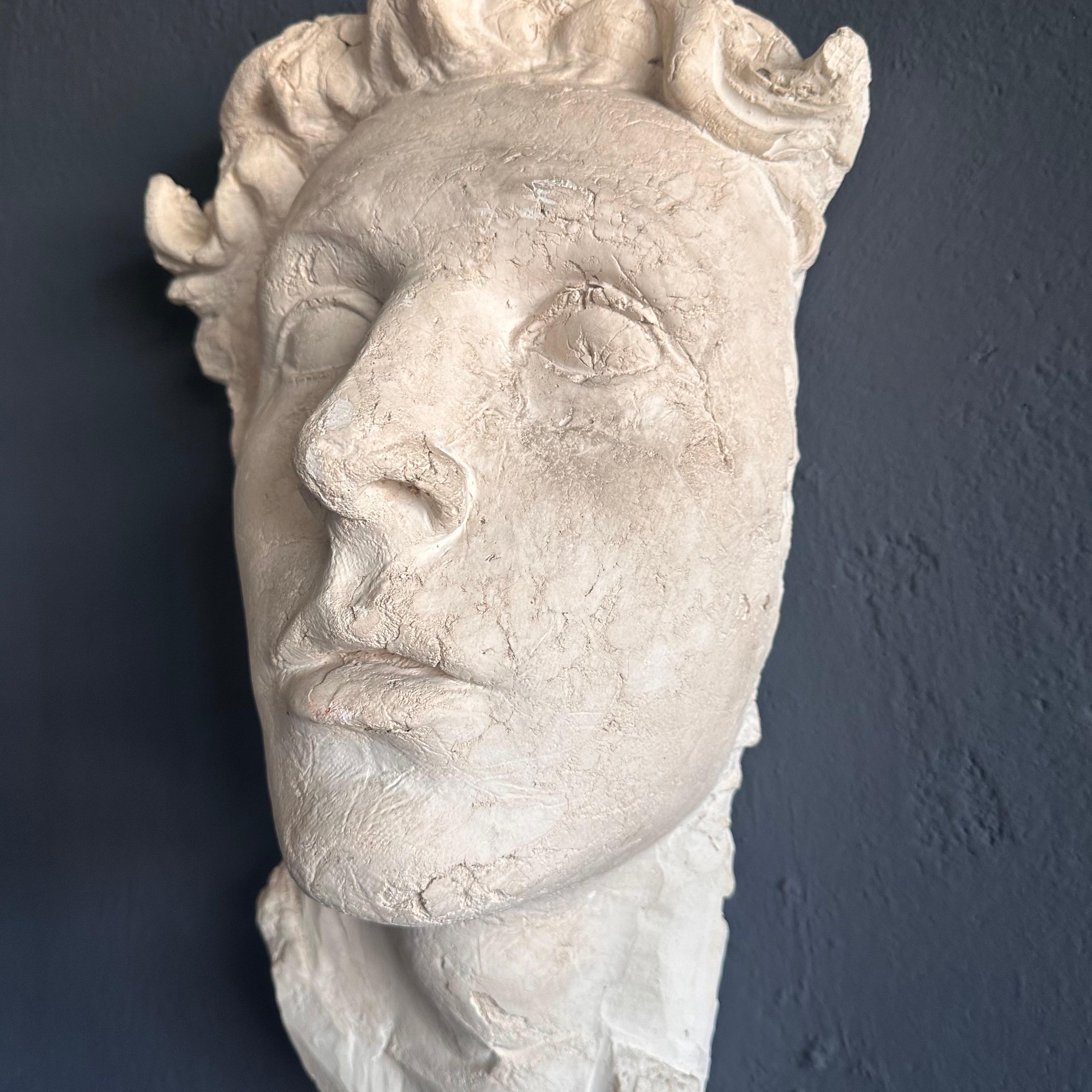 Late 20th Century Stunning Decorative Roman Gypsum Face, 1970s Reproduction For Sale