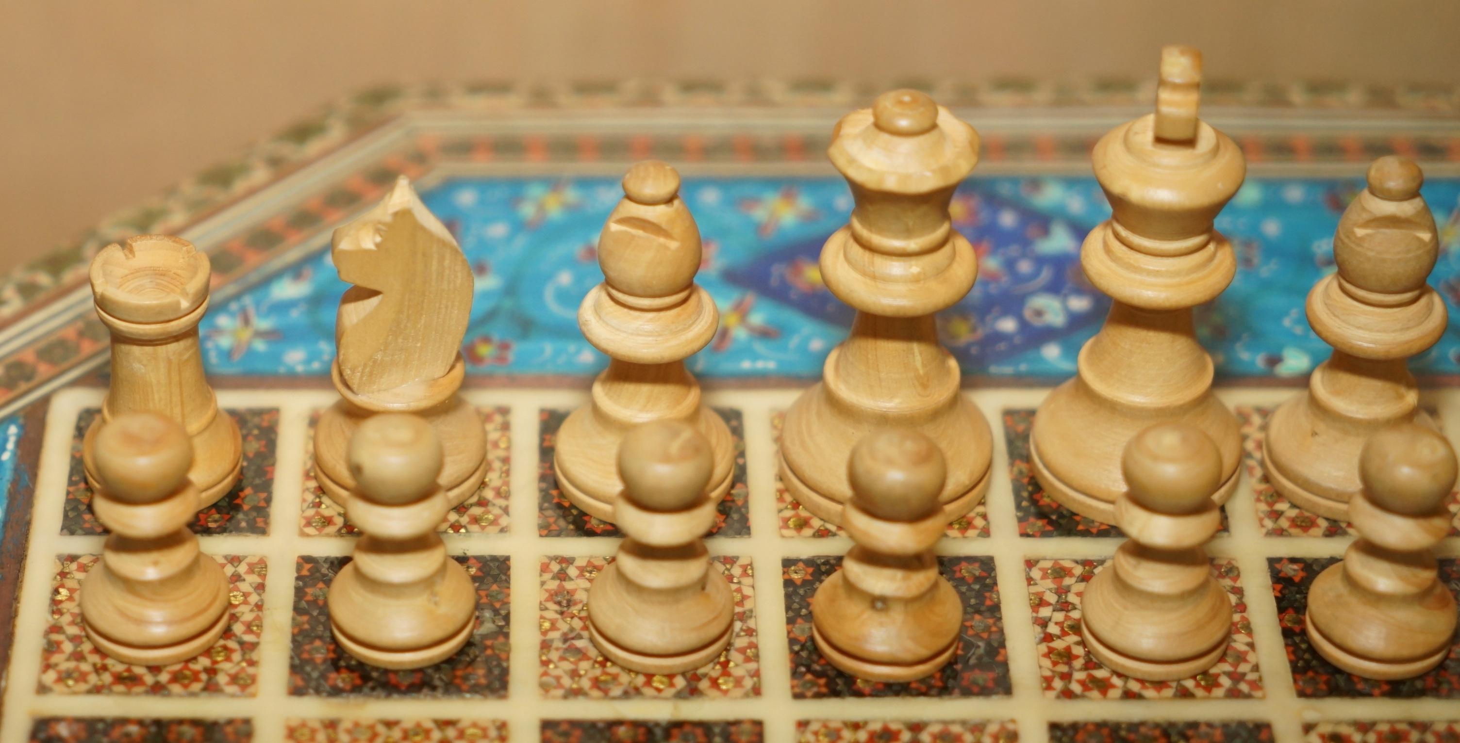 impresionante tablero de ajedrez antiguo con piezas de ajedrez de estilo stunton en venta 2