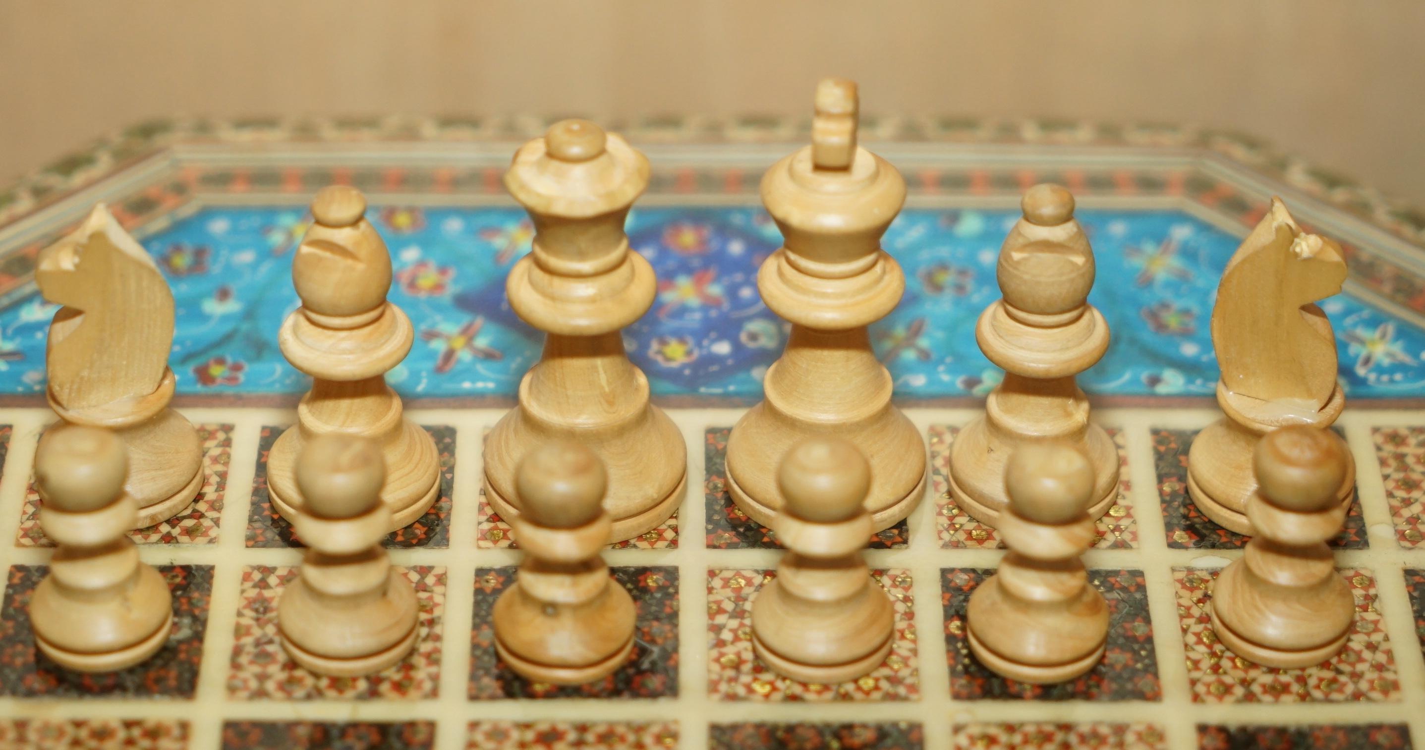 impresionante tablero de ajedrez antiguo con piezas de ajedrez de estilo stunton en venta 3
