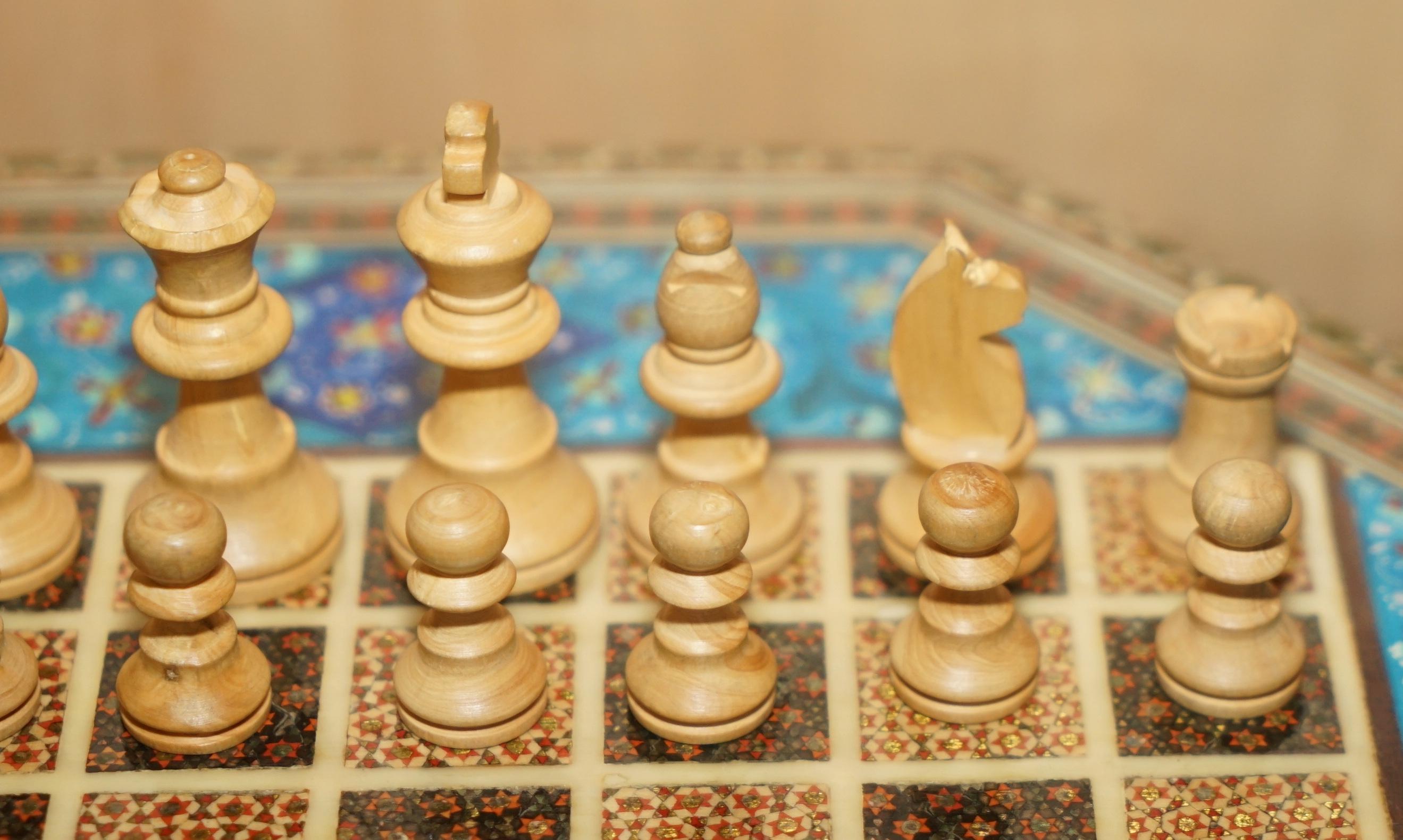 impresionante tablero de ajedrez antiguo con piezas de ajedrez de estilo stunton en venta 4