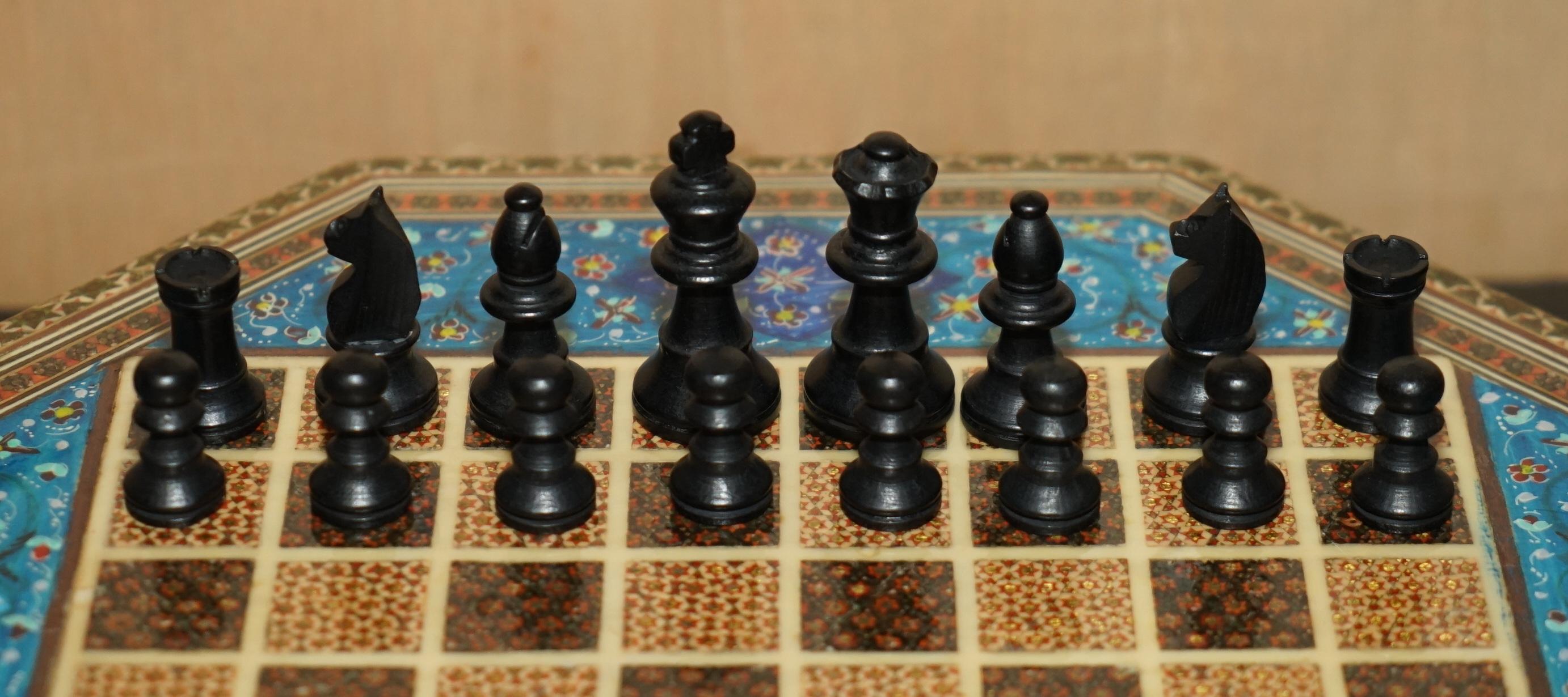 impresionante tablero de ajedrez antiguo con piezas de ajedrez de estilo stunton en venta 8