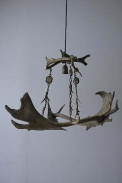 Stunning Deer Antler Chandelier / Ceiling Lamp, ca 1910