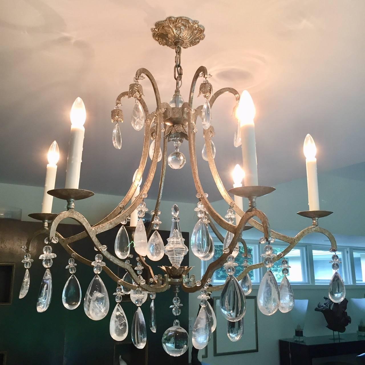 Stunning Dennis & Leen Iron and Rock Crystal Chandelier 3