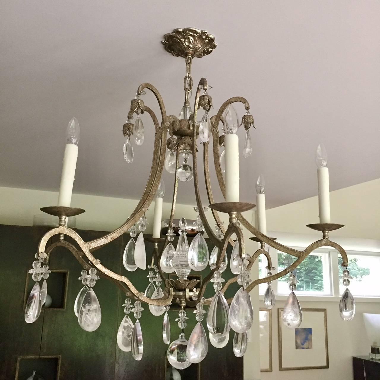 Stunning Dennis & Leen Iron and Rock Crystal Chandelier 4
