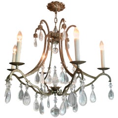 Stunning Dennis & Leen Iron and Rock Crystal Chandelier