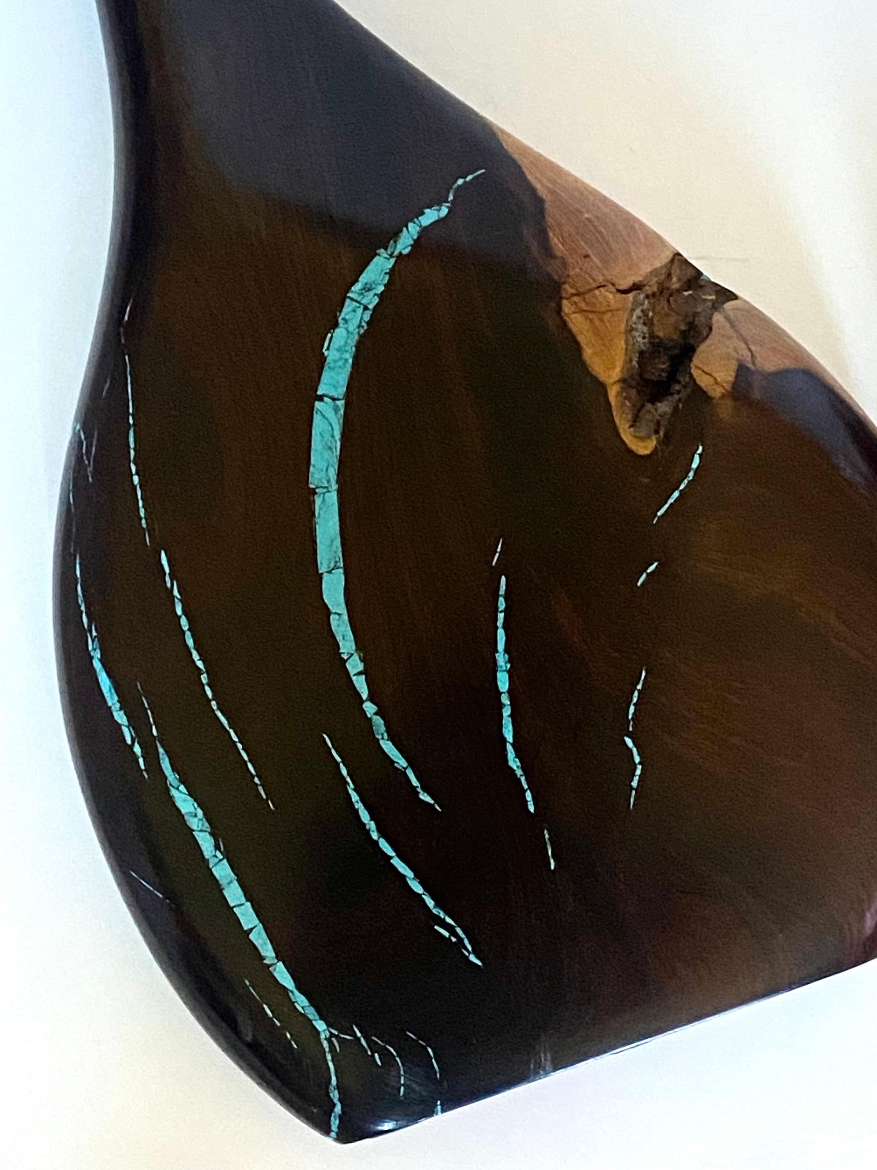 Stunning Desert Ironwood & Turquoise Vessel and Bowl by Artisan Larry Favorite For Sale 4