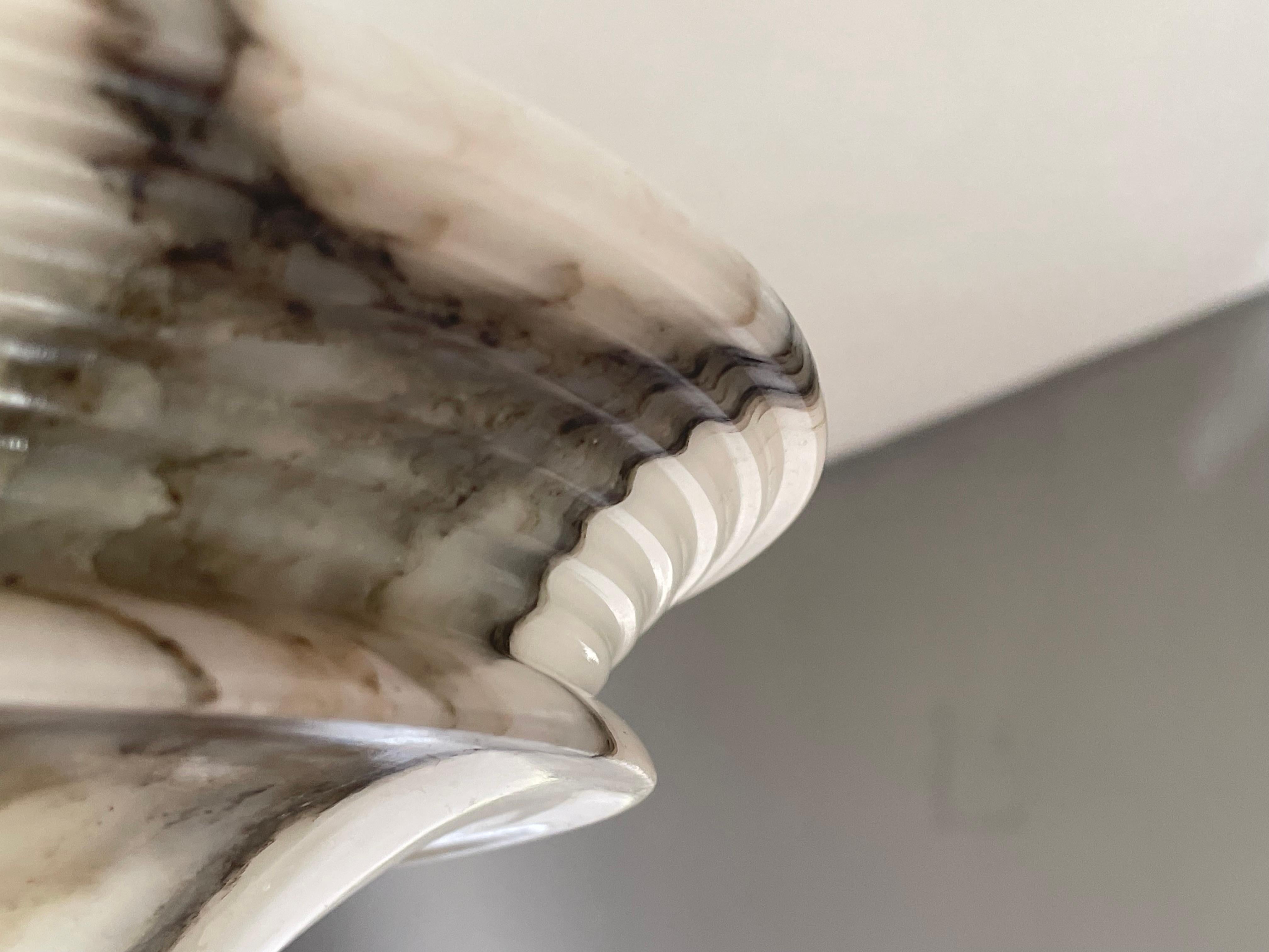 Stunning Hand Carved White & Black Modernist Alabaster Pendant / Chandelier For Sale 8