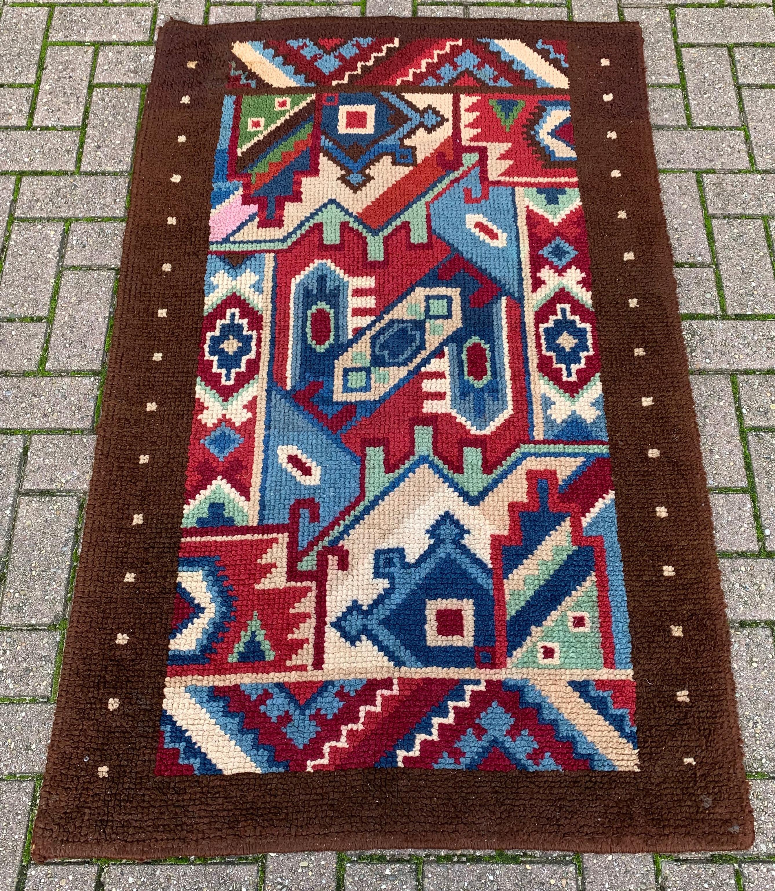 Atemberaubendes Design Midcentury Modern Carpet Rug:: handgeknüpft und mit tollen Farben im Zustand „Gut“ im Angebot in Lisse, NL