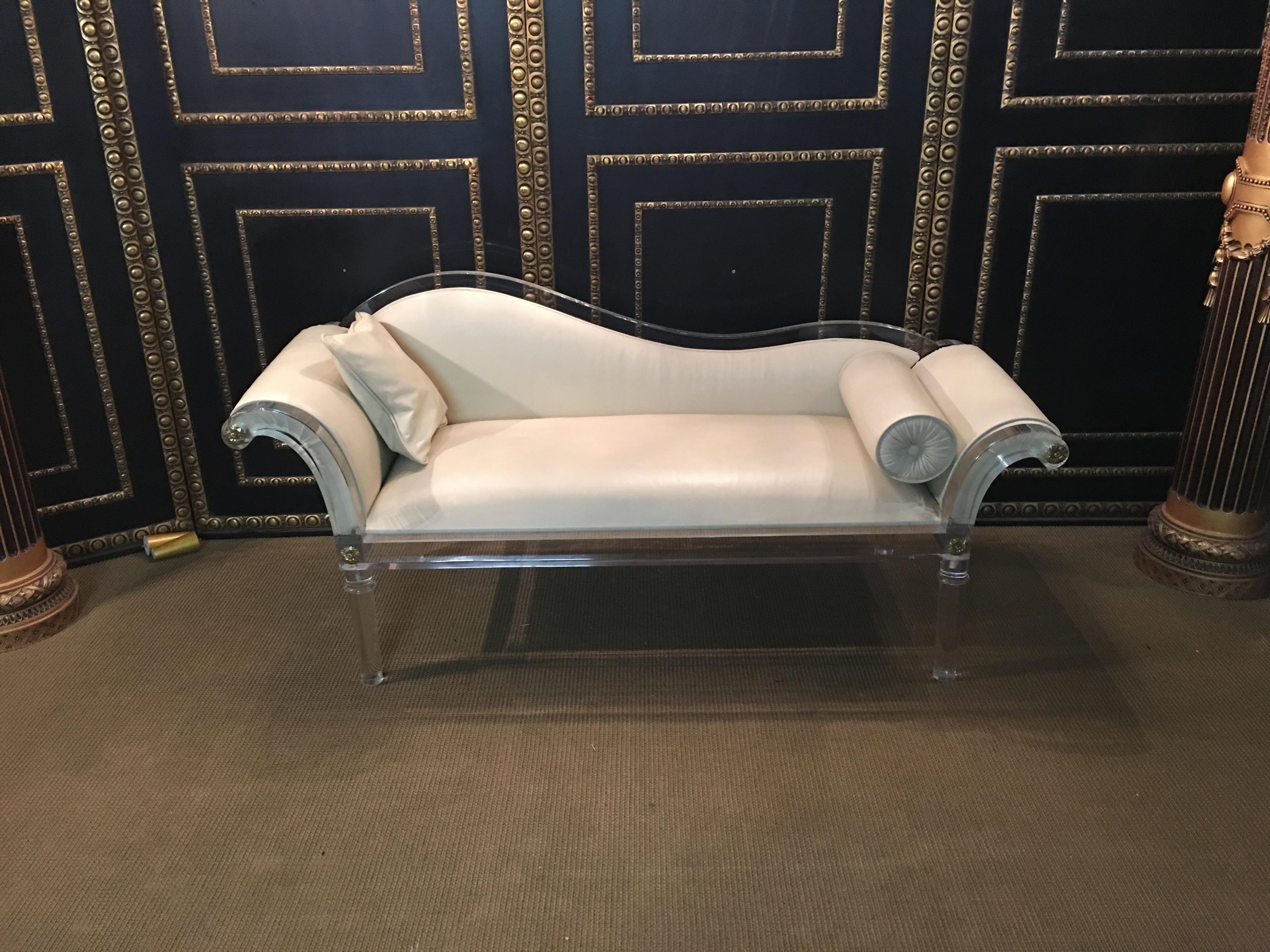 Only this Week Special Price 

Stunning design sofa unique design furniture single piece.
Modern and traditional. Crafted with crystal clear acrylic looks fab in a foyer. Big presence, weightlessly transparent.
Finest leather.