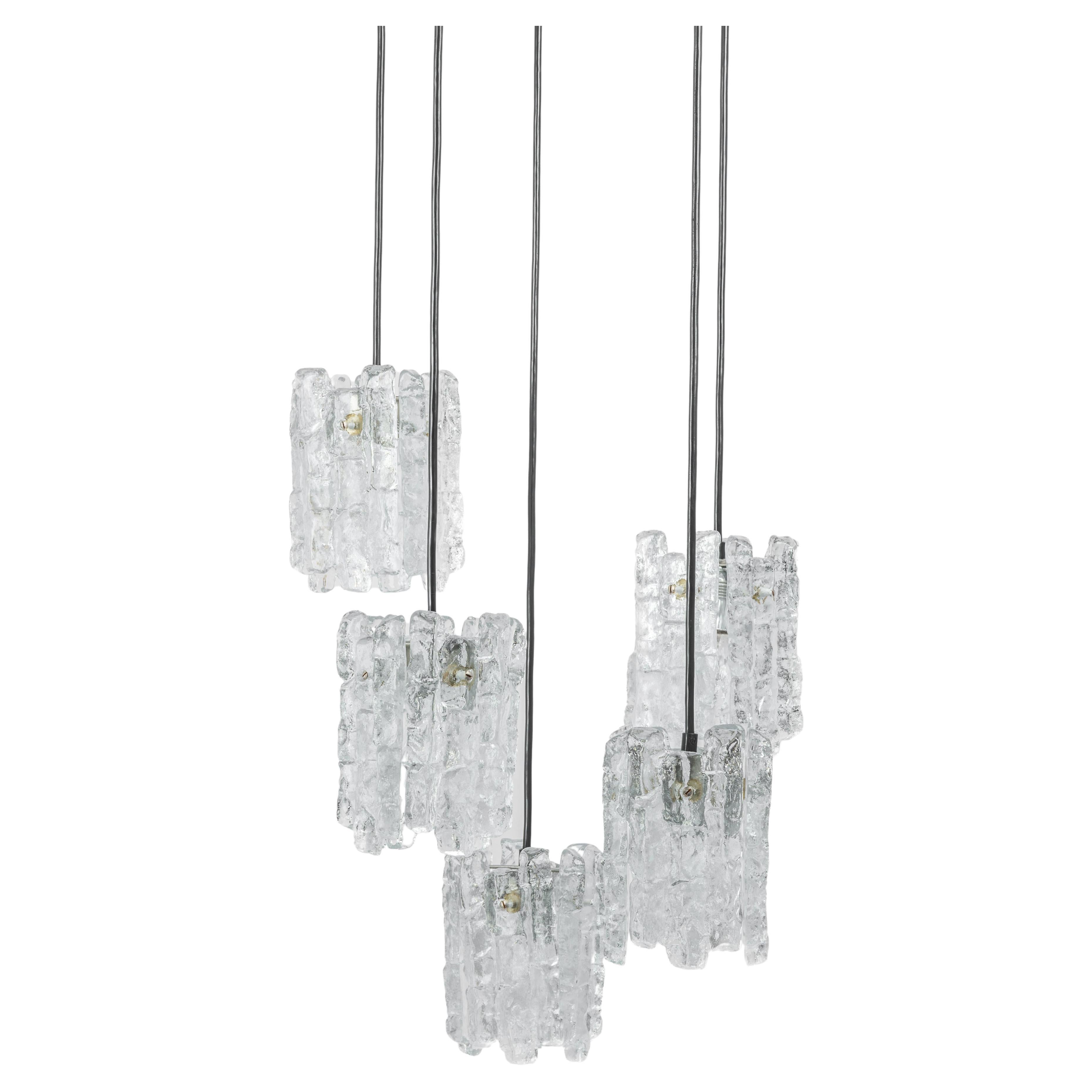 Stunning Designer Cascading Chandelier Murano Glass by Kalmar, Austria, 1970s