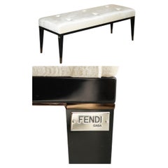 STUNNING DESIGNER FENDI CASA CHESTERFiELD TUFTED VELVET HALL BENCH