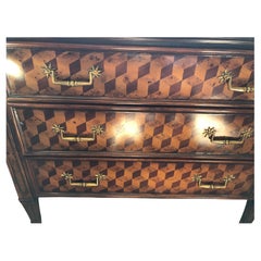 Stunning Designer Inlaid Marquetry Mixed Wood Chest of Drawers