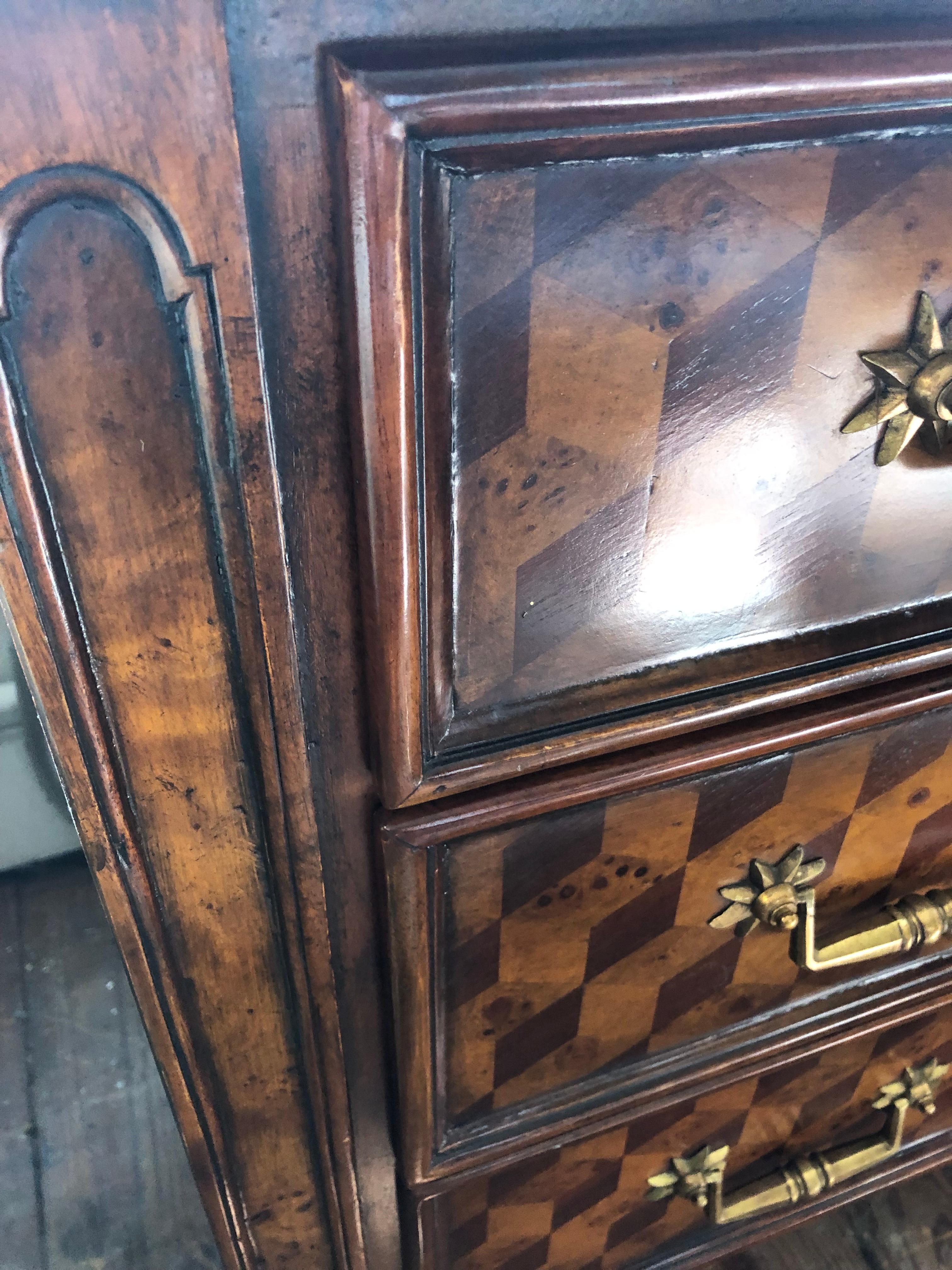 Stunning Designer Inlaid Marquetry Mixed Wood Chest of Drawers For Sale 2