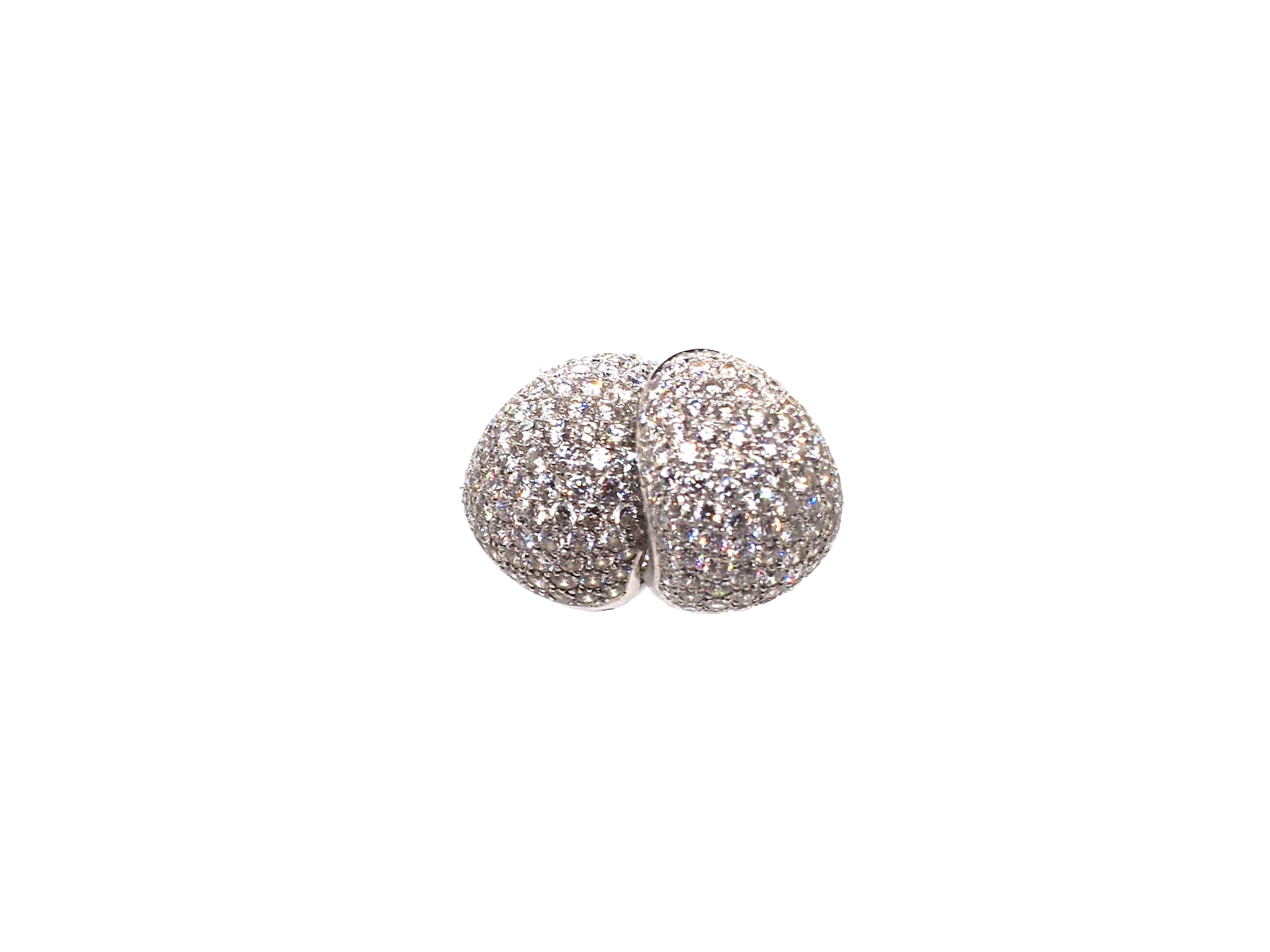 Women's Stunning Diamond 18K White Gold Huggie earrings  For Sale